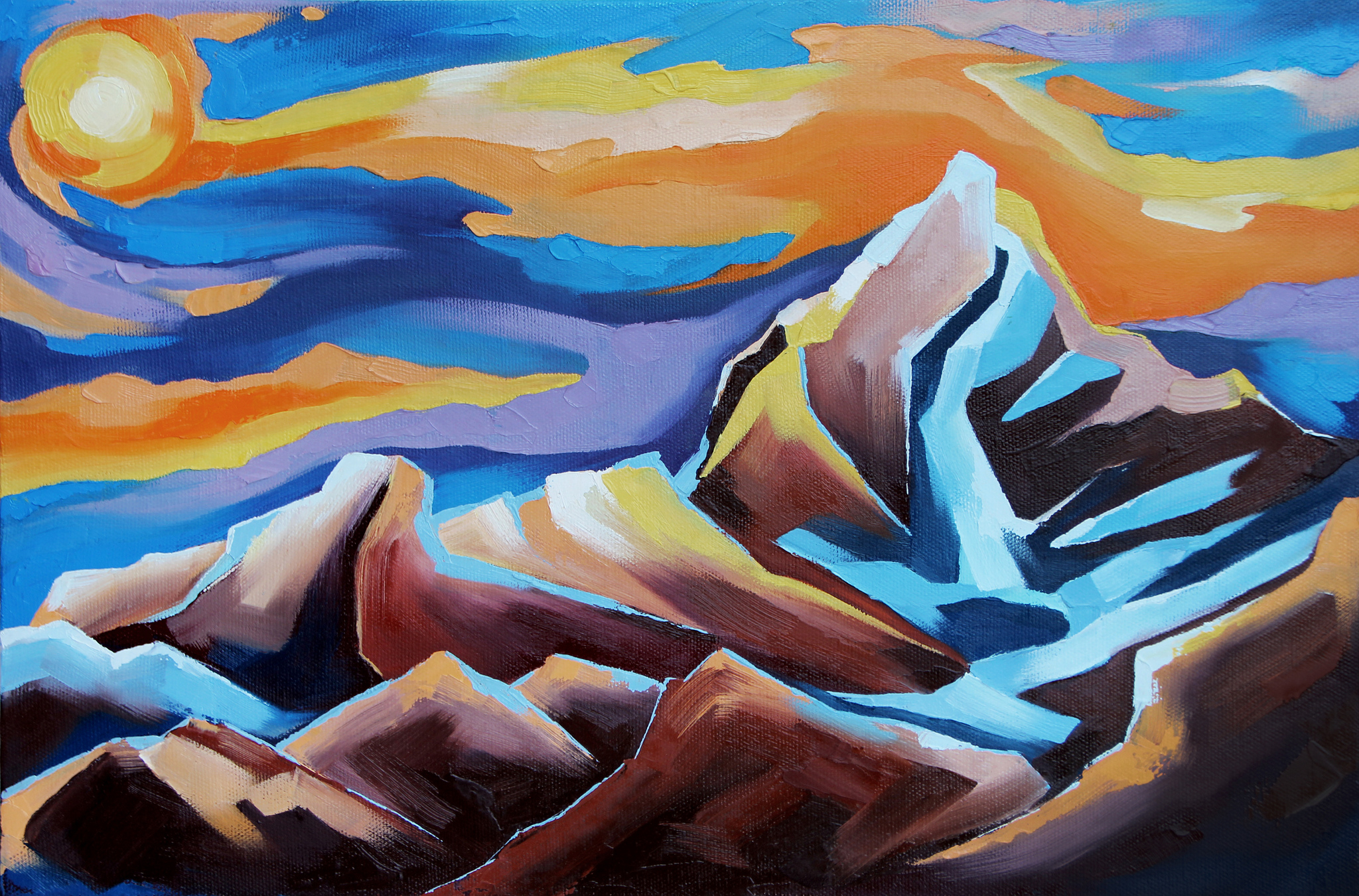 Himalayas. - My, Art, Artist, Painting, Painting, Oil painting, The mountains, Landscape, Abstraction, Himalayas, Modern Art