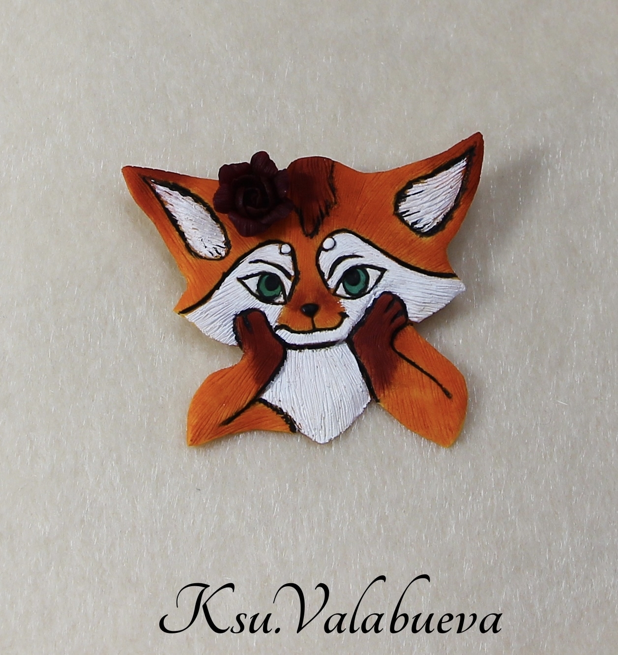 Brooches Chanterelles - My, Polymer clay, Brooch, Fox, Accessories, With your own hands, Needlework, Needlework without process, Icon, Queen, Longpost, Handmade