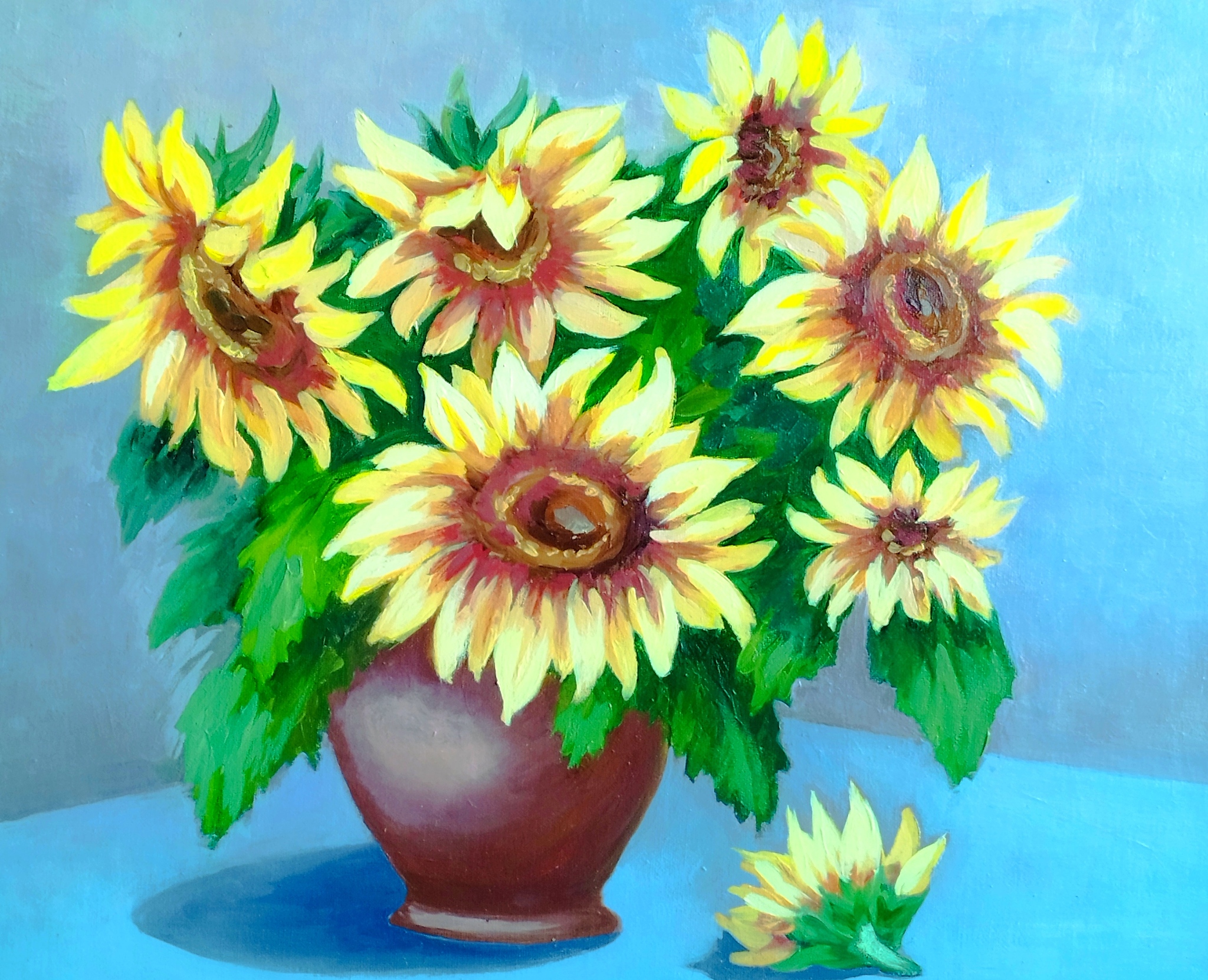 oil painting - My, Painting, Art, Canvas, Butter, Painting, Flowers, Longpost, Sunflower