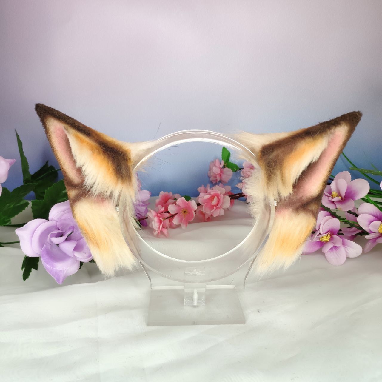 Beige fox ears on headband - My, Decoration, With your own hands, Needlework, Accessories, Ears, Eared, Ears on the crown, Fox, Cosplay, Cosplayers, Bezel, Longpost, Needlework without process, Sewing