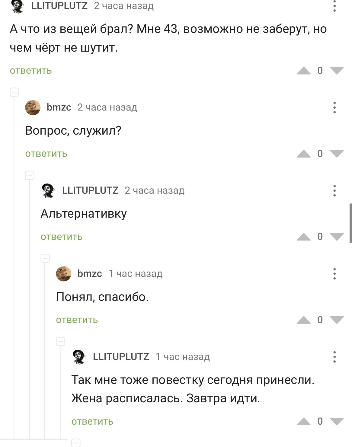 С такой женой врагов не надо - Комментарии, Мобилизация, Длиннопост, Комментарии на Пикабу, Скриншот