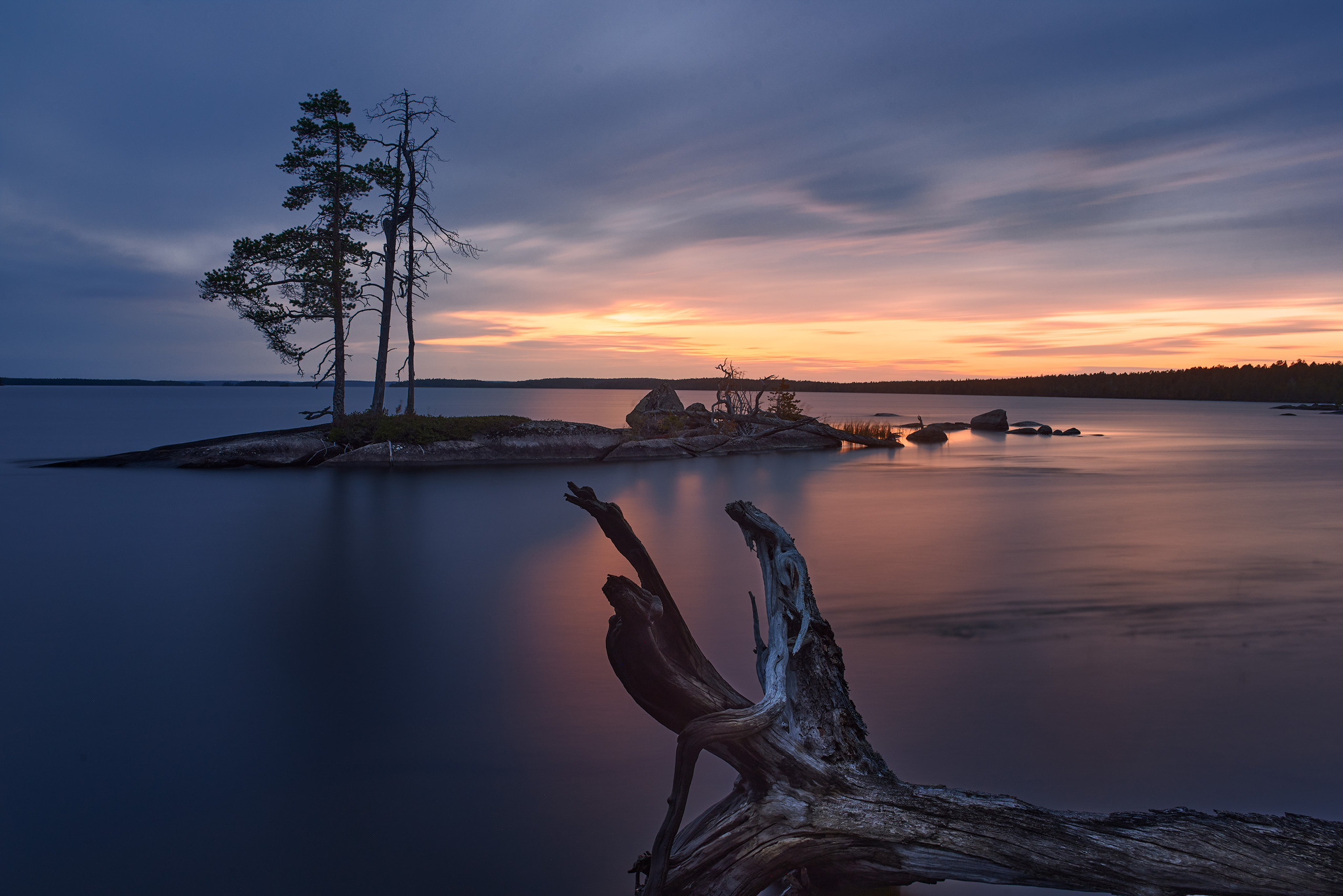 Typical Karelia - My, Travel across Russia, Карелия, Landscape, North, Sunset, Nikon, Long exposure