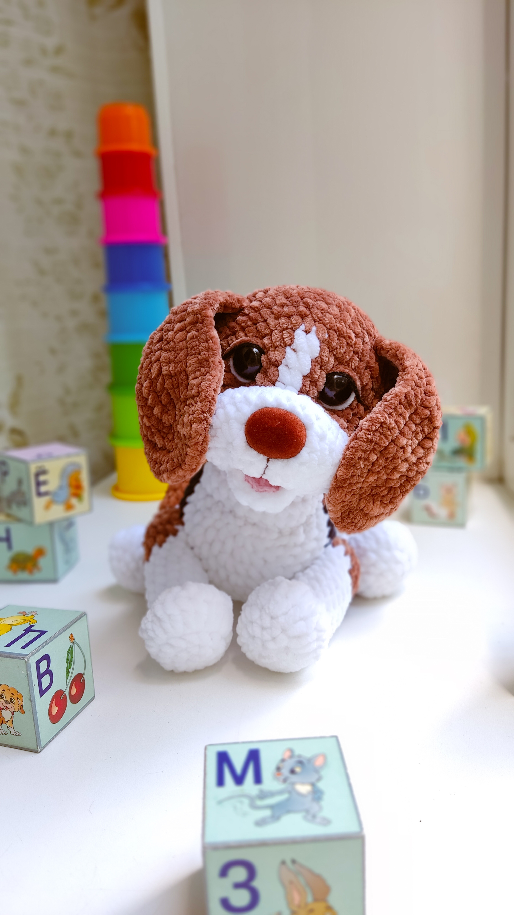 A couple of dogs - My, Amigurumi, Crochet, Knitting, Hook, With your own hands, Products for children, Handmade, Plush Toys, Plush yarn, Plush, For the little ones, On hook, Interior toy, Soft toy, Needlework, Alchevsk, Longpost, Knitted toys