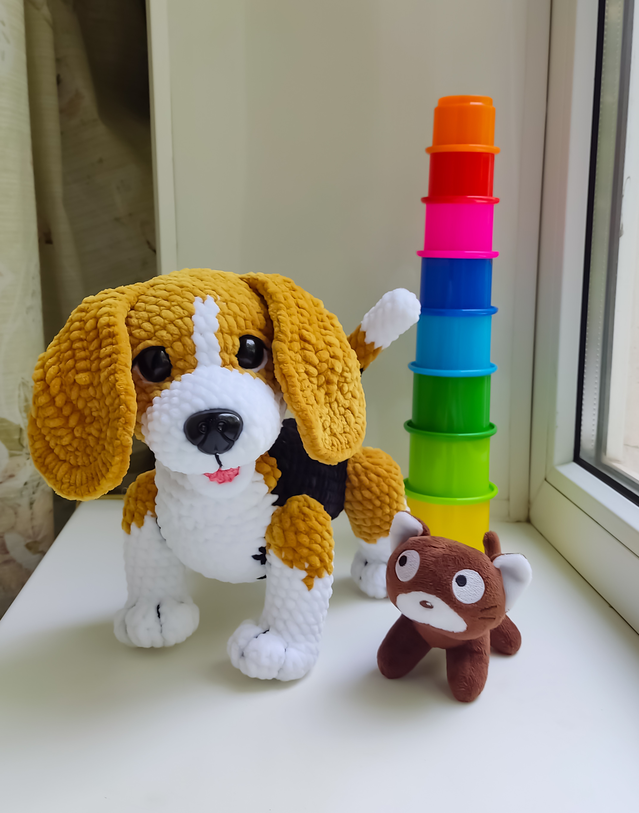 A couple of dogs - My, Amigurumi, Crochet, Knitting, Hook, With your own hands, Products for children, Handmade, Plush Toys, Plush yarn, Plush, For the little ones, On hook, Interior toy, Soft toy, Needlework, Alchevsk, Longpost, Knitted toys