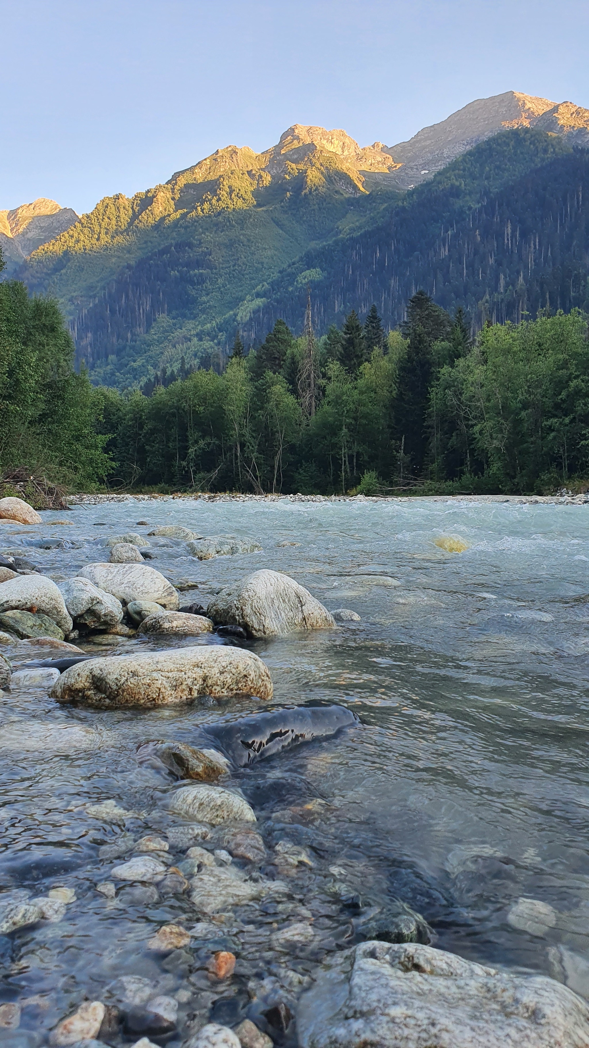 Oh mountains, oh mountain rivers... - My, Dombay, Gonachhir, Amanauz, The mountains, River, Longpost