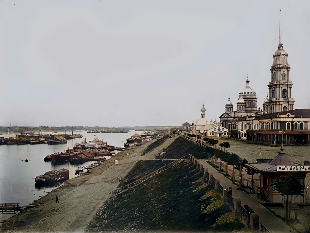 How did they live along the Volga River in Tsarist Russia? Amazing photos of the late 19th early 20th century. Landscapes of the Yaroslavl province - My, Yaroslavskaya oblast, Yaroslavl, Gubernia, Uglich, Colorization, The photo, Borisoglebsk, Volga river, Rybinsk, Old photo, Longpost, Story