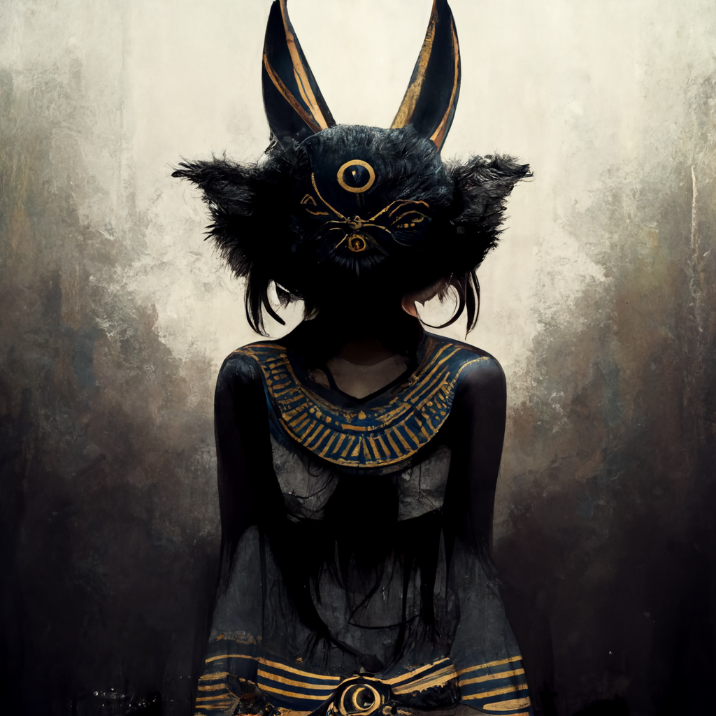 My Midjourney tryout - My, Art, Midjourney, Egyptian gods, Girls, Ears, Longpost