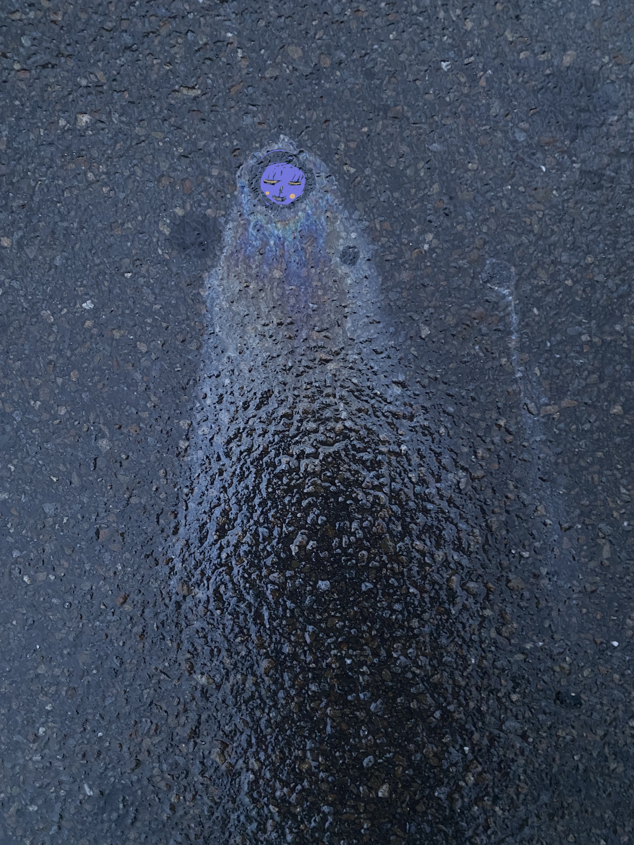 Secret songs of gasoline - My, Drawing, Asphalt, After the rain, Art, Longpost