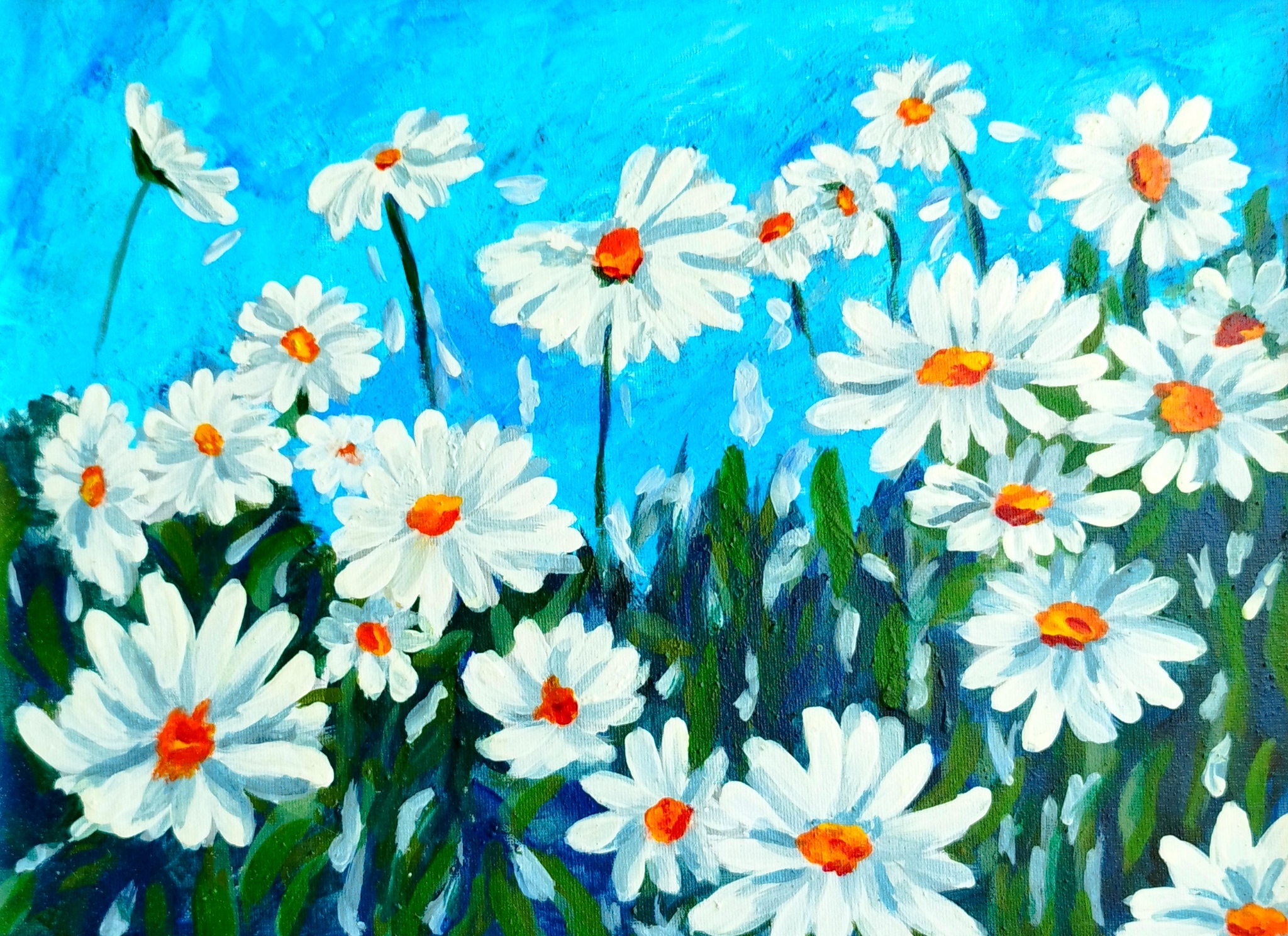 acrylic painting - My, Painting, Presents, Acrylic, Art, Chamomile, Summer, Flowers