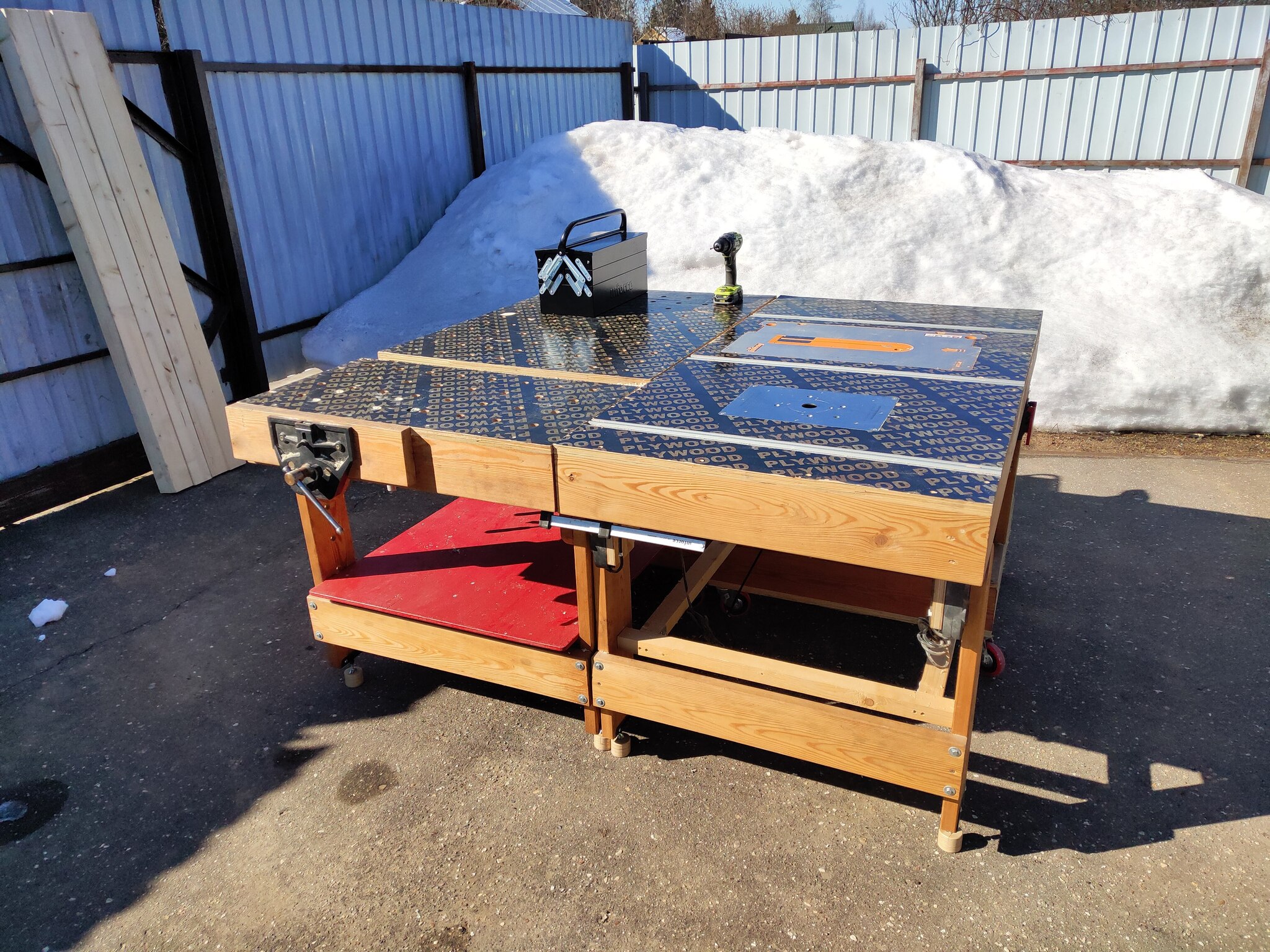 Folding mobile workbench (part 3) - My, Workbench, With your own hands, Dacha, Milling machine, Vise, Longpost