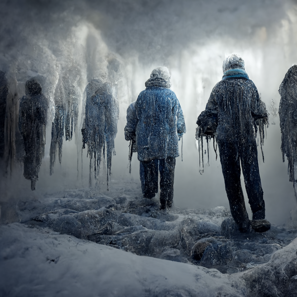 Dyatlov Pass - tragic events drawn by a neural network - Art, Нейронные сети, Computer graphics, Midjourney, Tragedy, Dyatlov Pass, Winter, Snow, Frostbite, Monster, Longpost