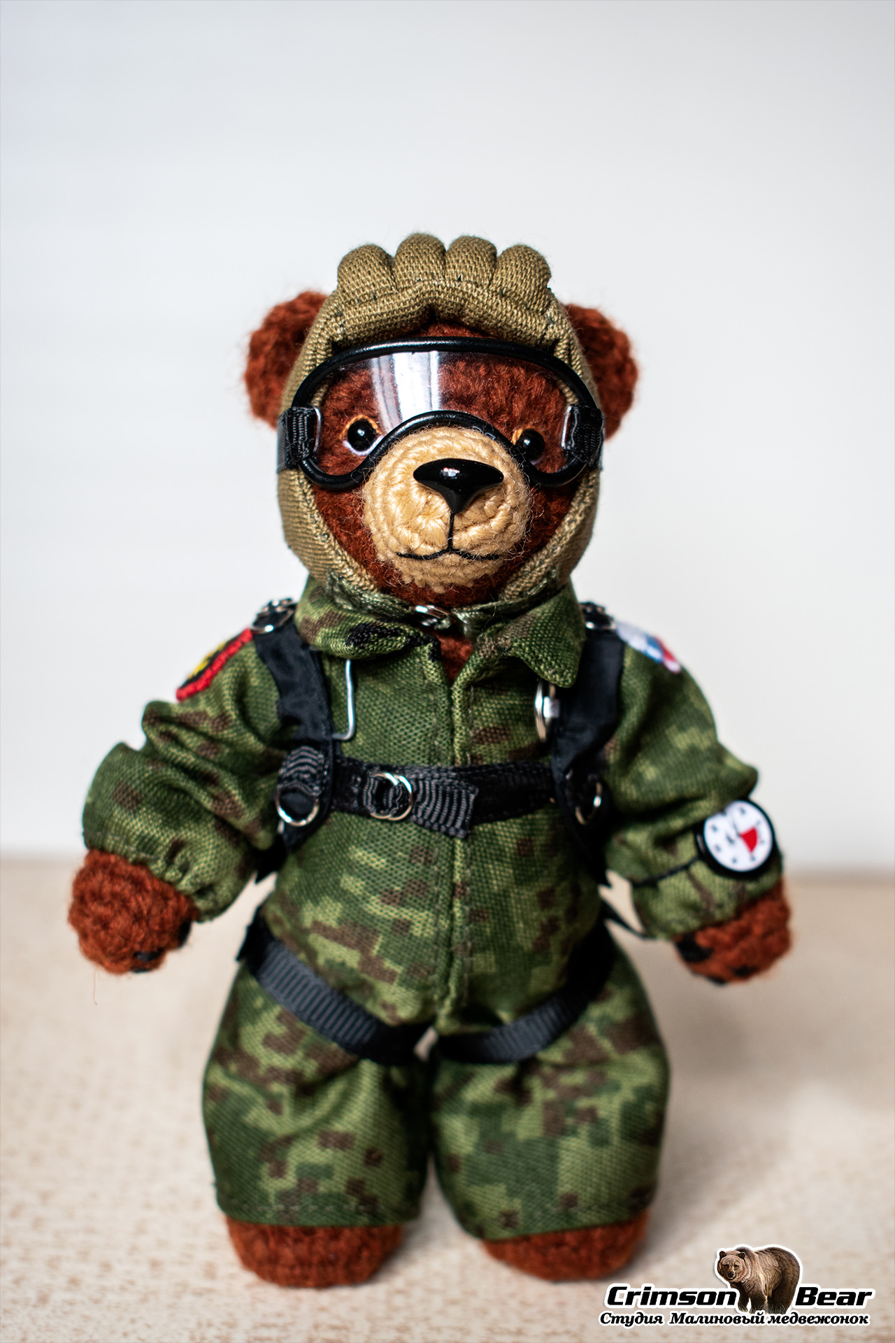 Marine (Crossbow parachute system) - My, Needlework without process, Author's toy, Knitted toys, Amigurumi, Marines, The Bears, Longpost, Video, Video VK