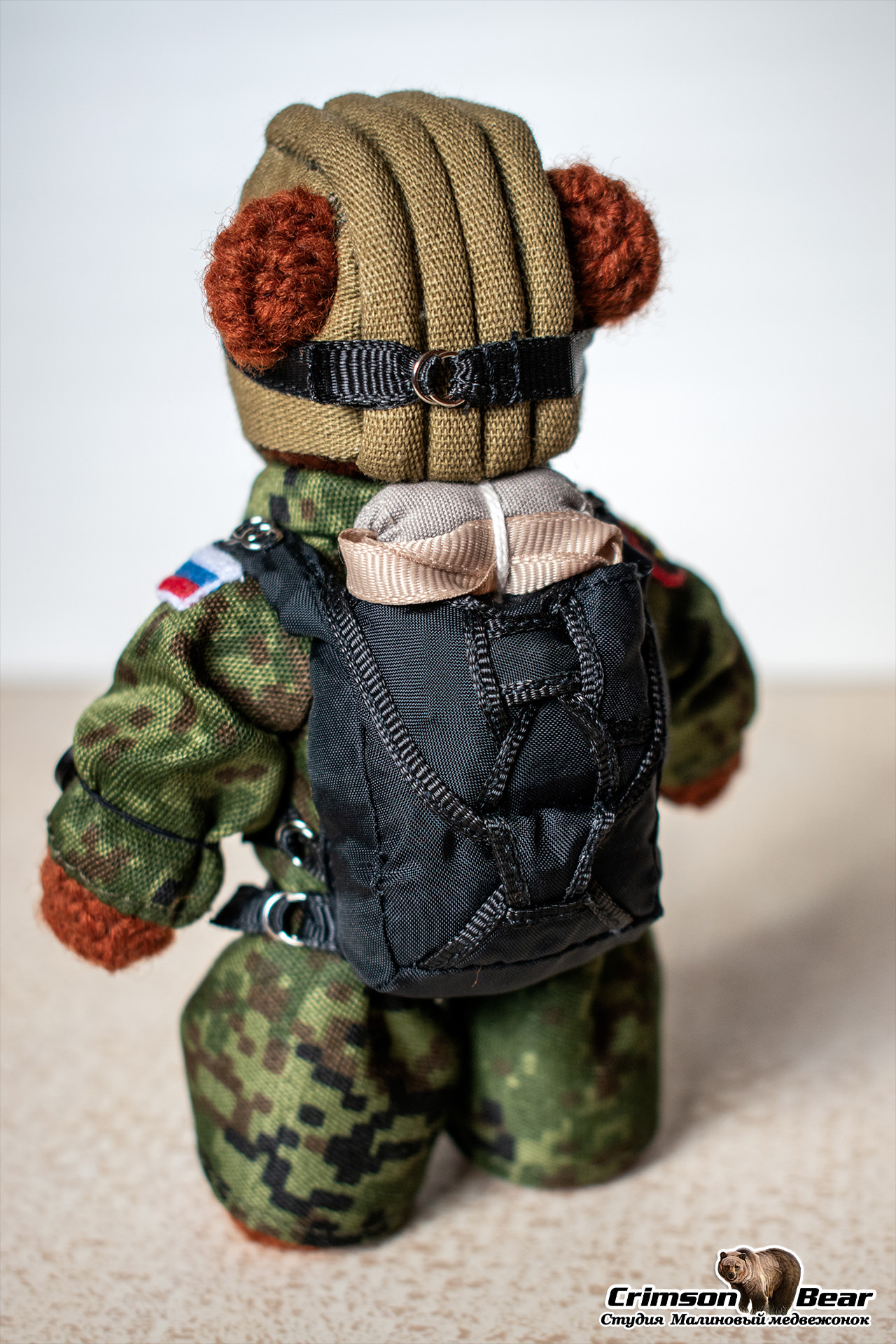 Marine (Crossbow parachute system) - My, Needlework without process, Author's toy, Knitted toys, Amigurumi, Marines, The Bears, Longpost, Video, Video VK