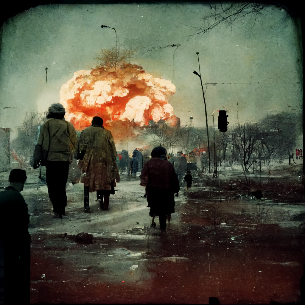 Nuclear war, that's what the neural network shows - Midjourney, Нейронные сети, Digital drawing, Nuclear war, Longpost