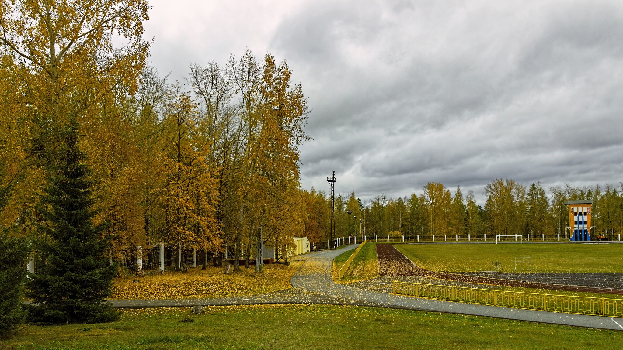 The season is almost over - My, The photo, Beginning photographer, Autumn, Middle Ural, Stadium, Landscape, Perspective