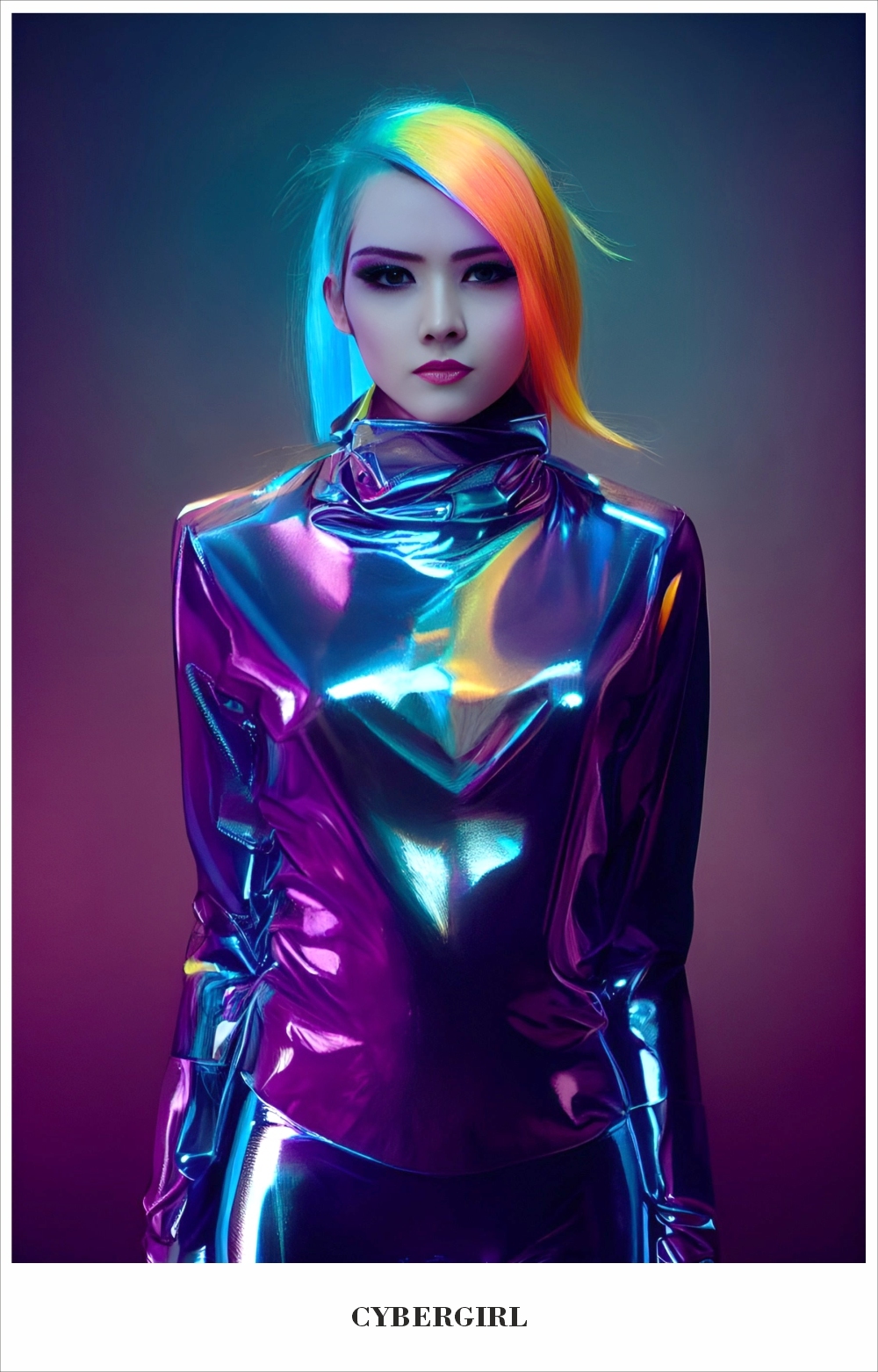 cybergirl - My, Portrait, Нейронные сети, Midjourney, Illustrations, Girls