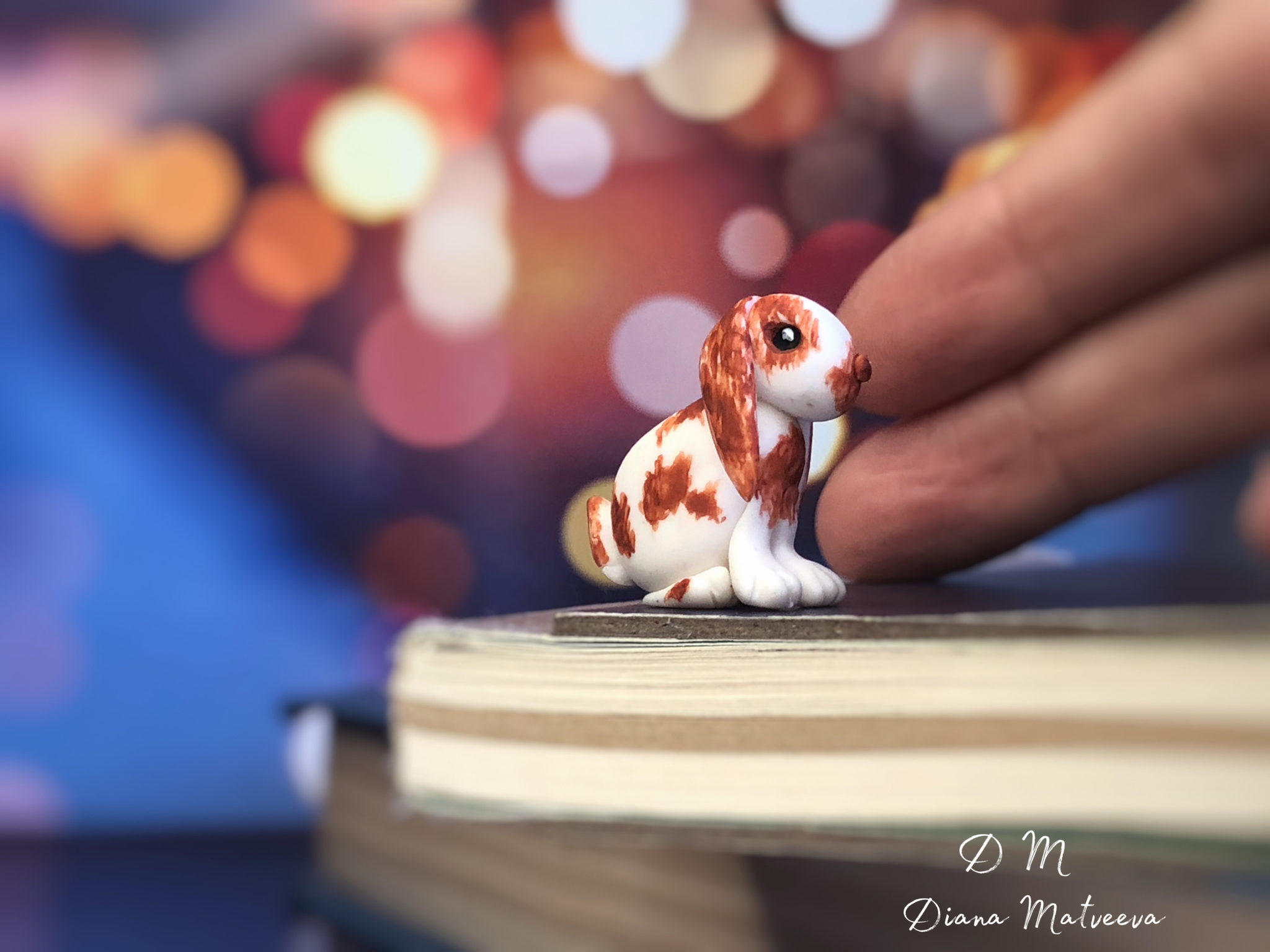 I'll show you another little polymer clay pet. - My, Polymer clay, Miniature, Statuette, Figurines, Hare