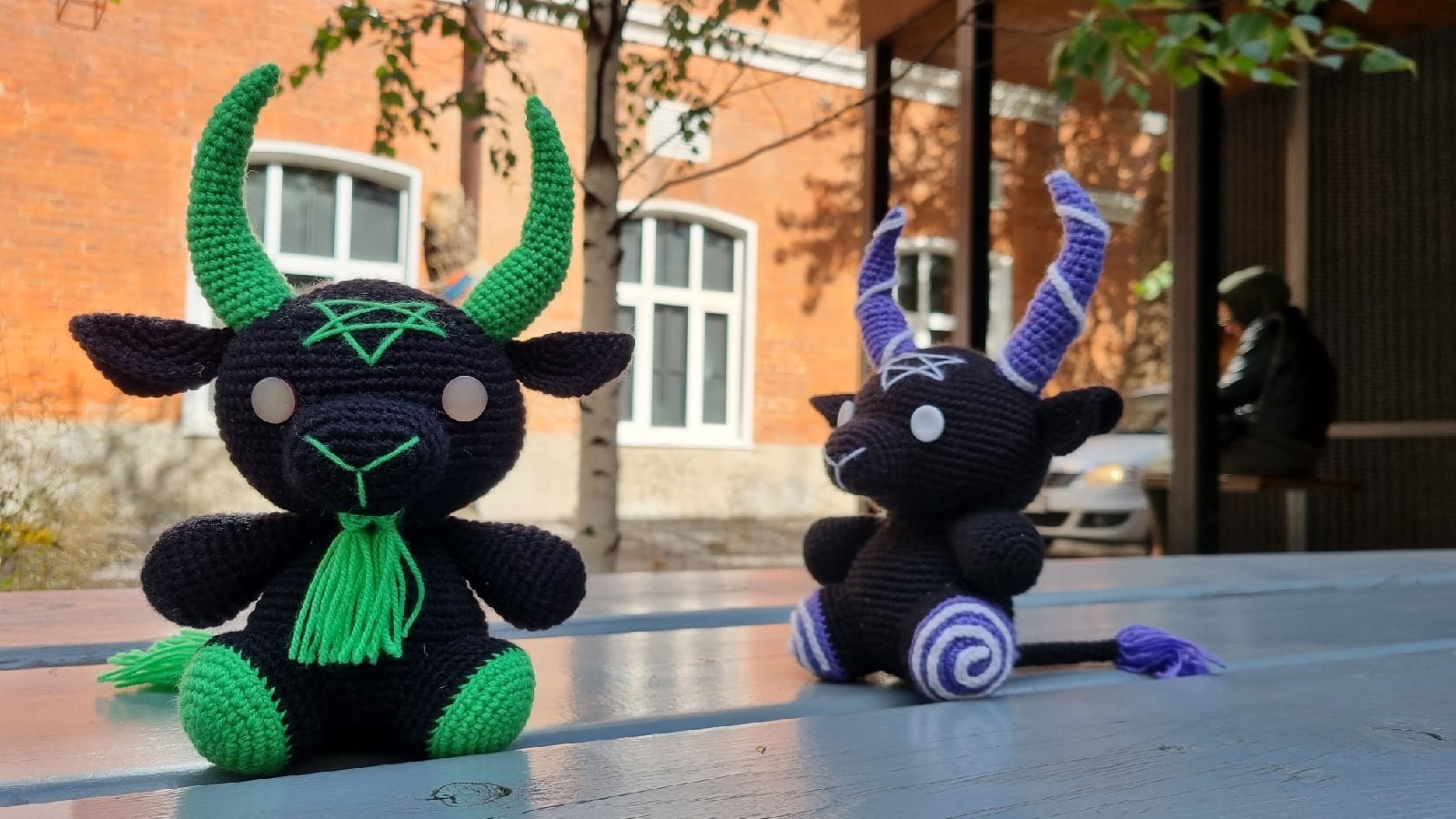 Toxic Baphomet - My, Needlework without process, Needlework, Crochet, Knitted toys, Amigurumi, Author's toy, Soft toy, Sewing, Toys, Hell, Baphomet, Longpost