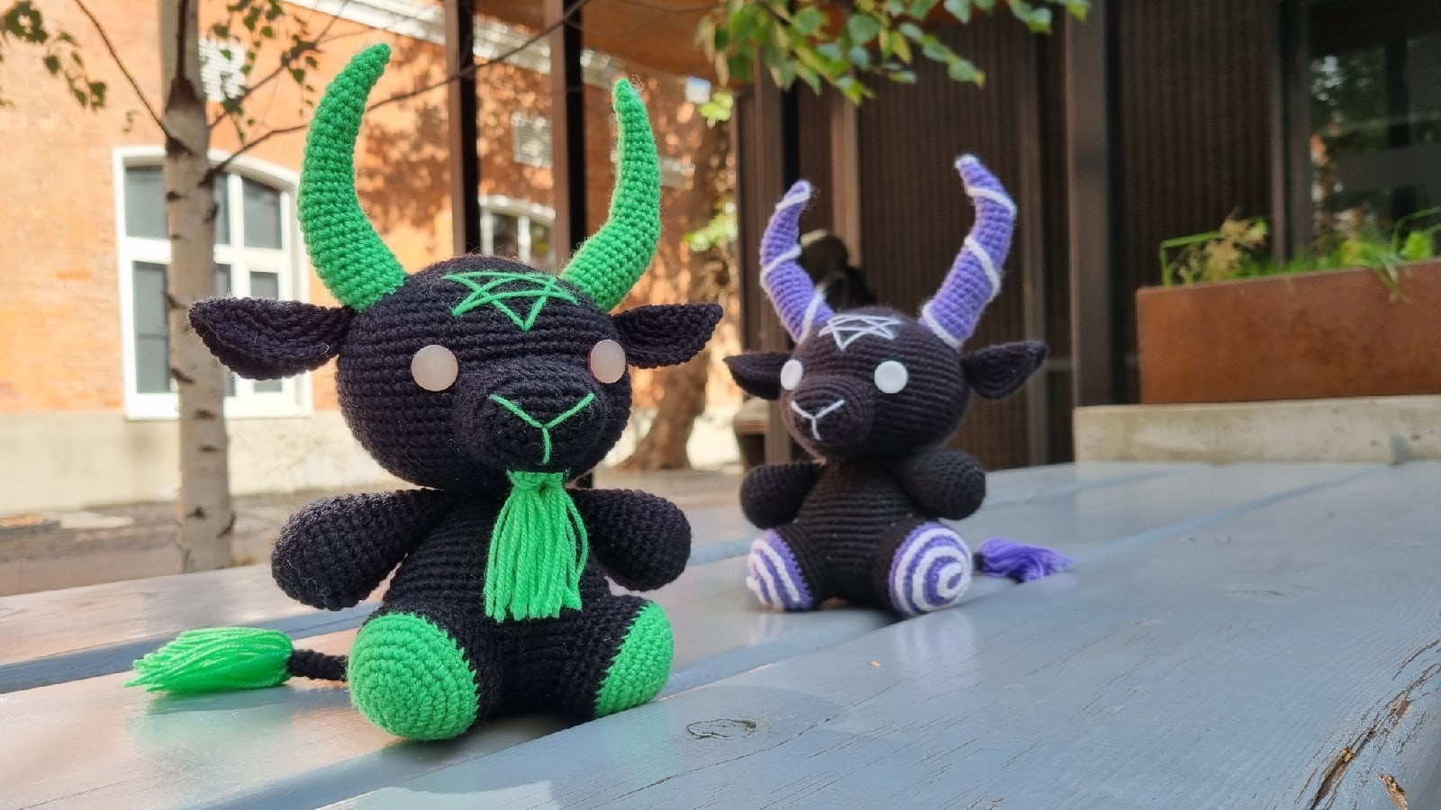 Toxic Baphomet - My, Needlework without process, Needlework, Crochet, Knitted toys, Amigurumi, Author's toy, Soft toy, Sewing, Toys, Hell, Baphomet, Longpost