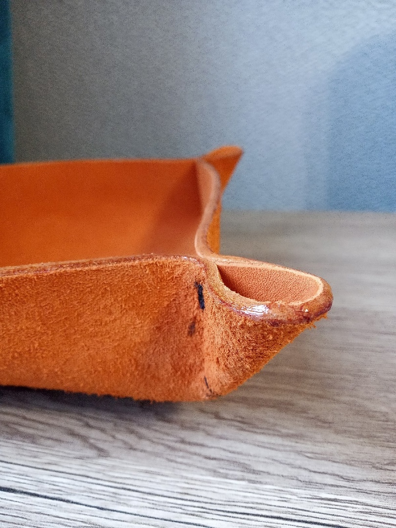 Small plate made of leather - My, Leather products, Natural leather, Leather, Hobby, Needlework, Handmade, Longpost