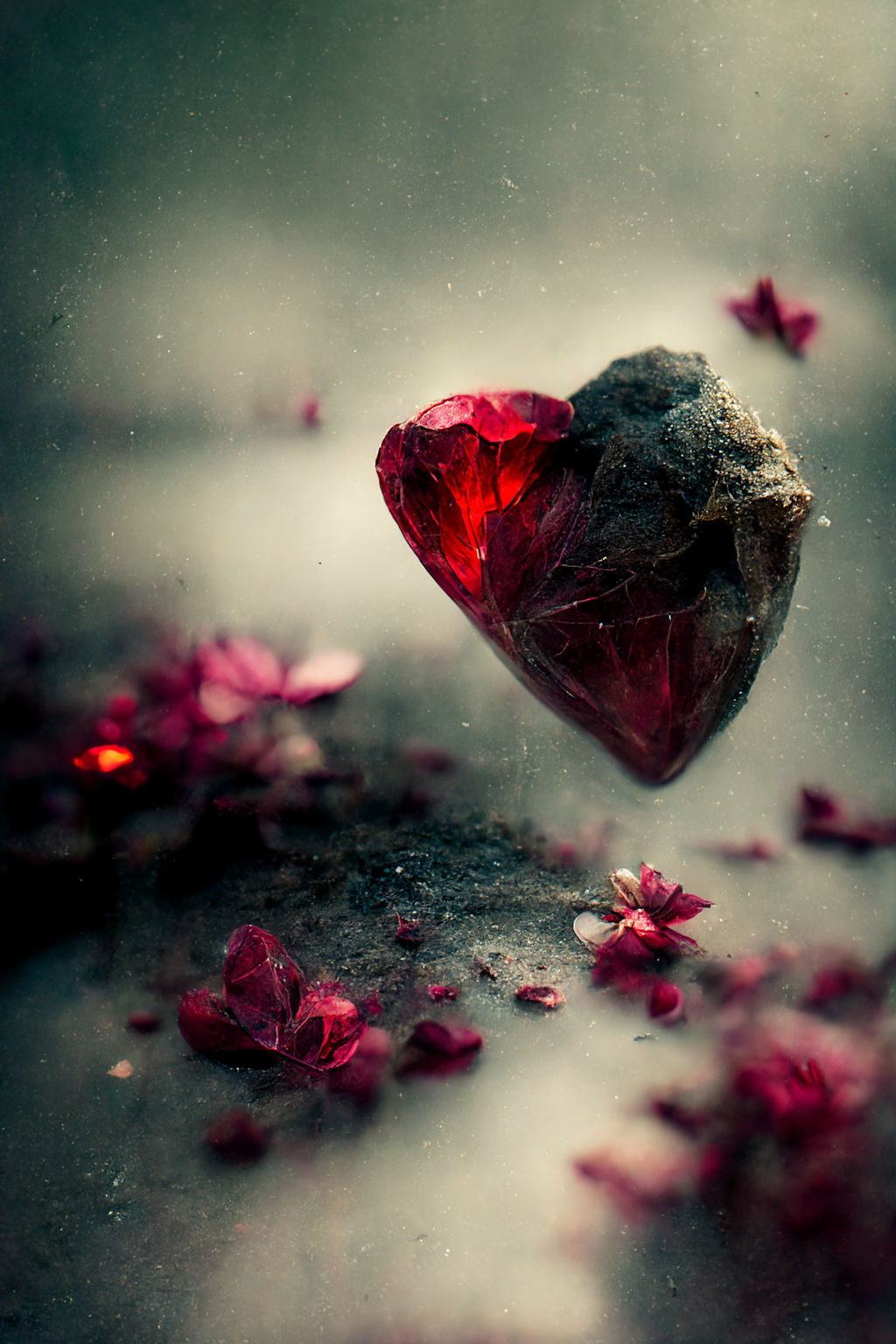 ruby hearts - My, Нейронные сети, Midjourney, Illustrations, Macro photography, Gems, Longpost