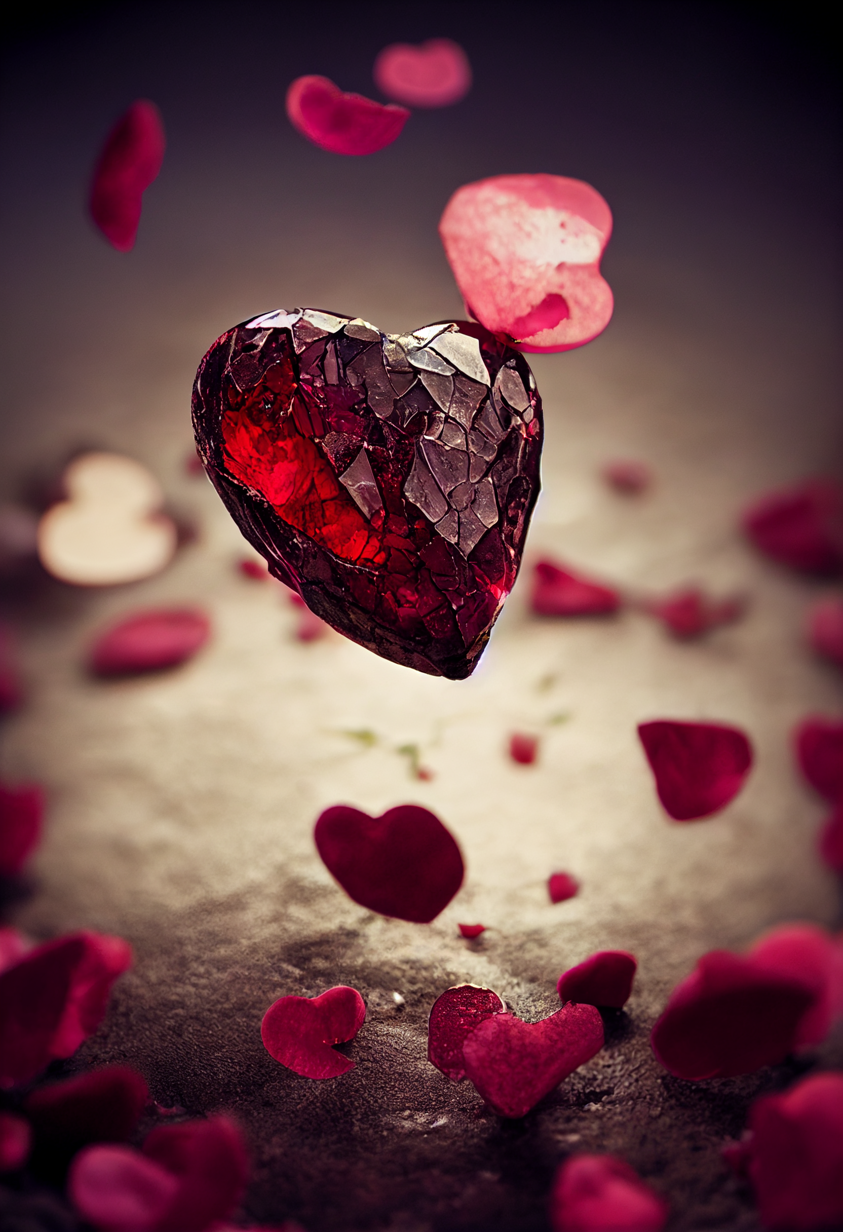 ruby hearts - My, Нейронные сети, Midjourney, Illustrations, Macro photography, Gems, Longpost