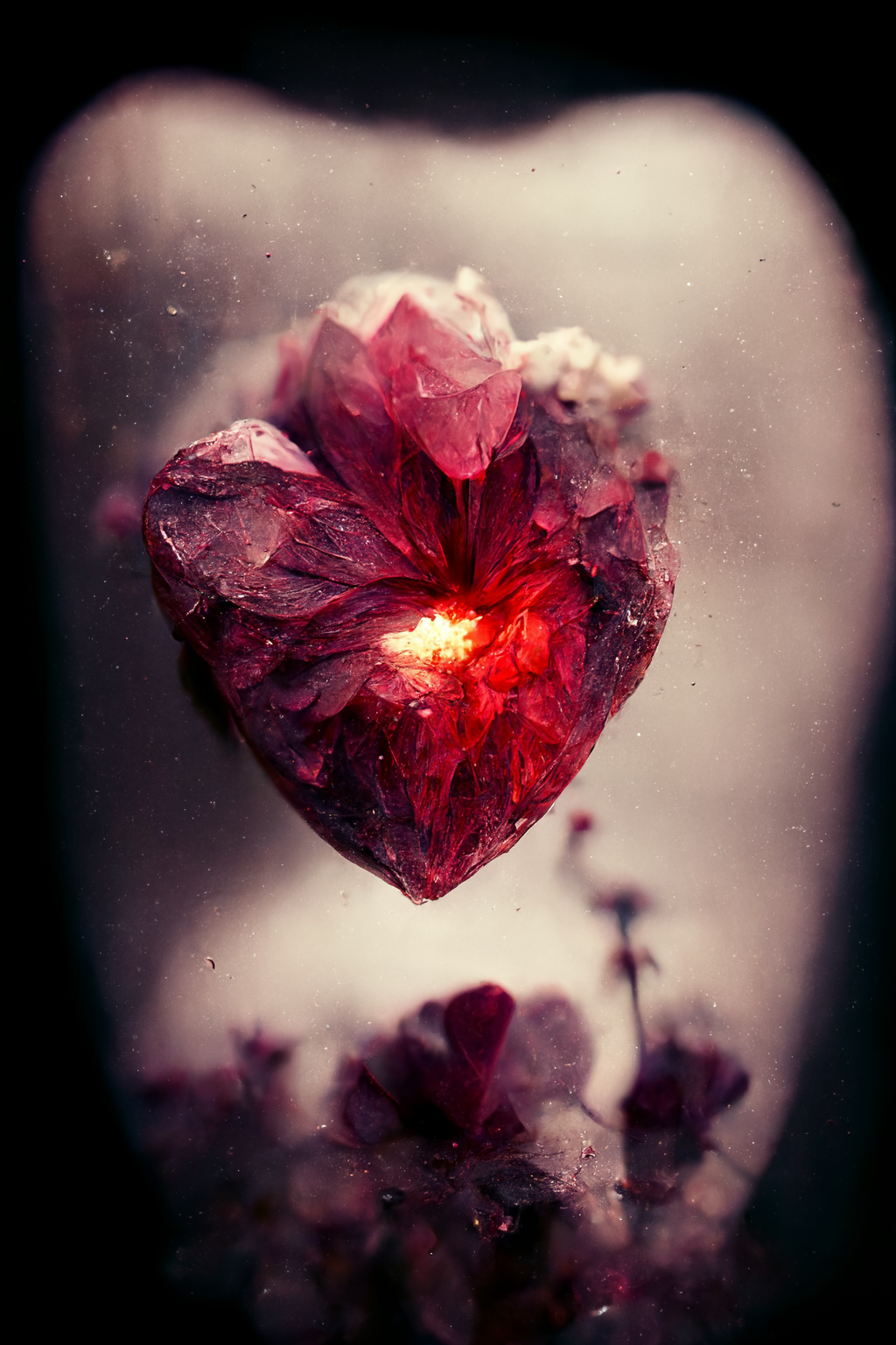 ruby hearts - My, Нейронные сети, Midjourney, Illustrations, Macro photography, Gems, Longpost