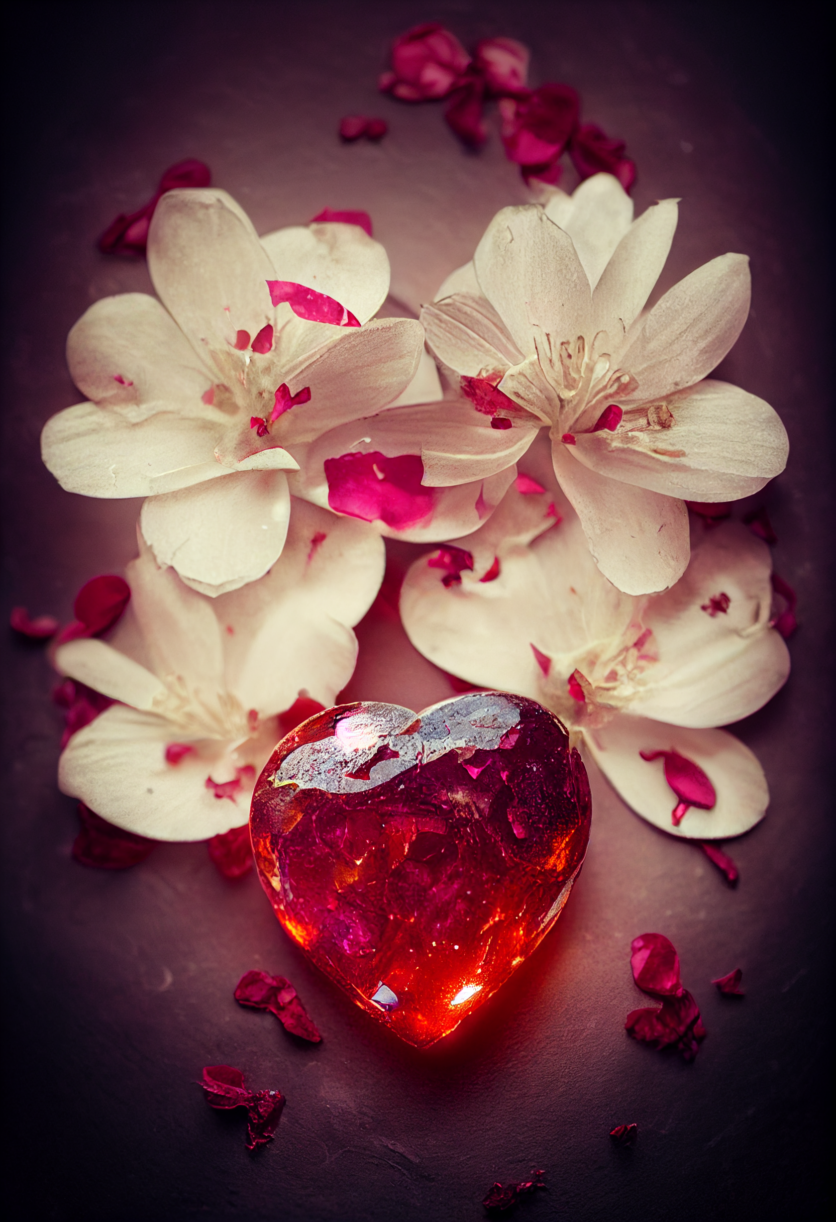 ruby hearts - My, Нейронные сети, Midjourney, Illustrations, Macro photography, Gems, Longpost