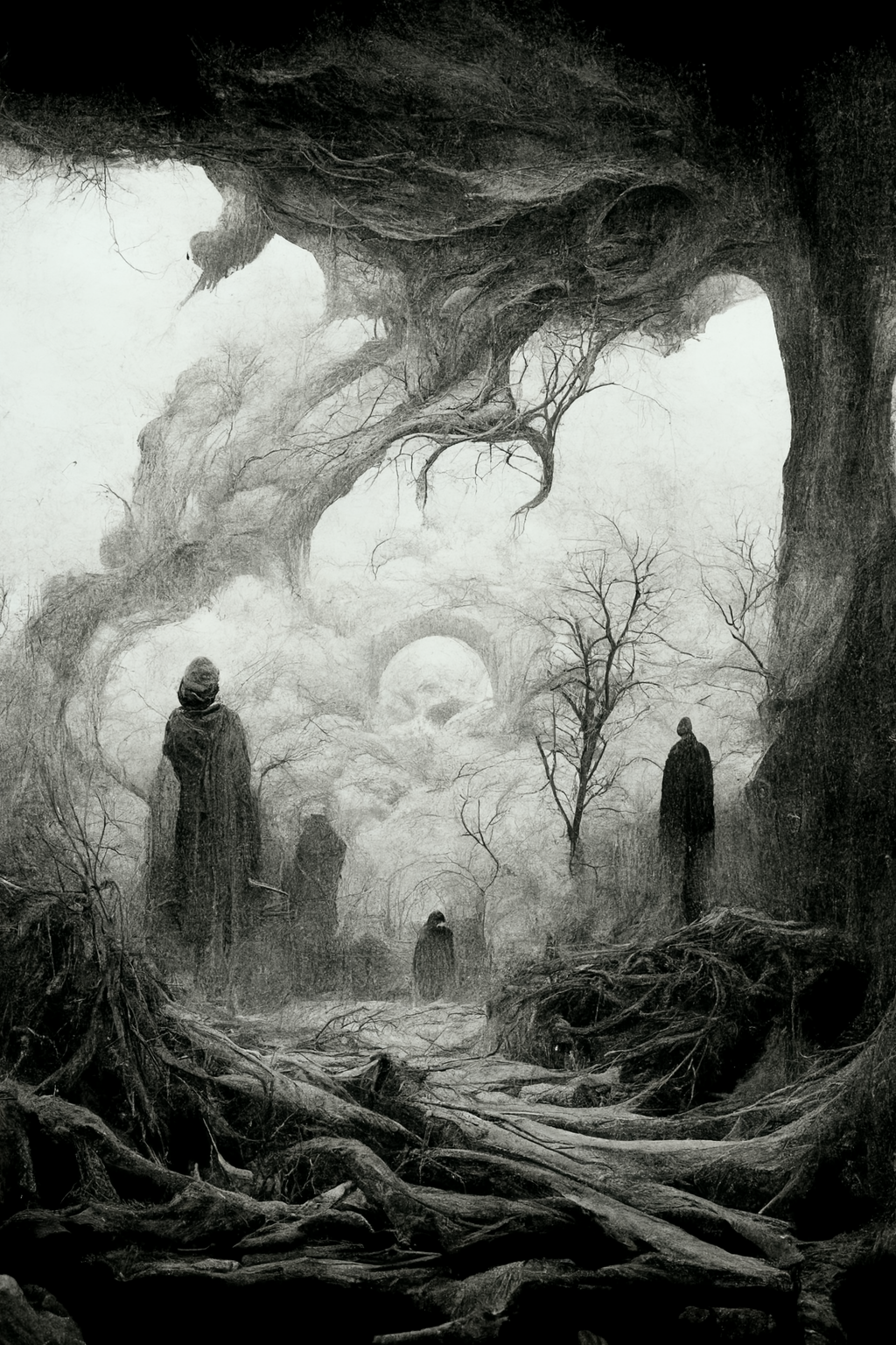 Graphite Melancholy by Opeth. - My, Нейронные сети, Midjourney, Illustrations, Graphics, Pencil drawing, Landscape, Longpost