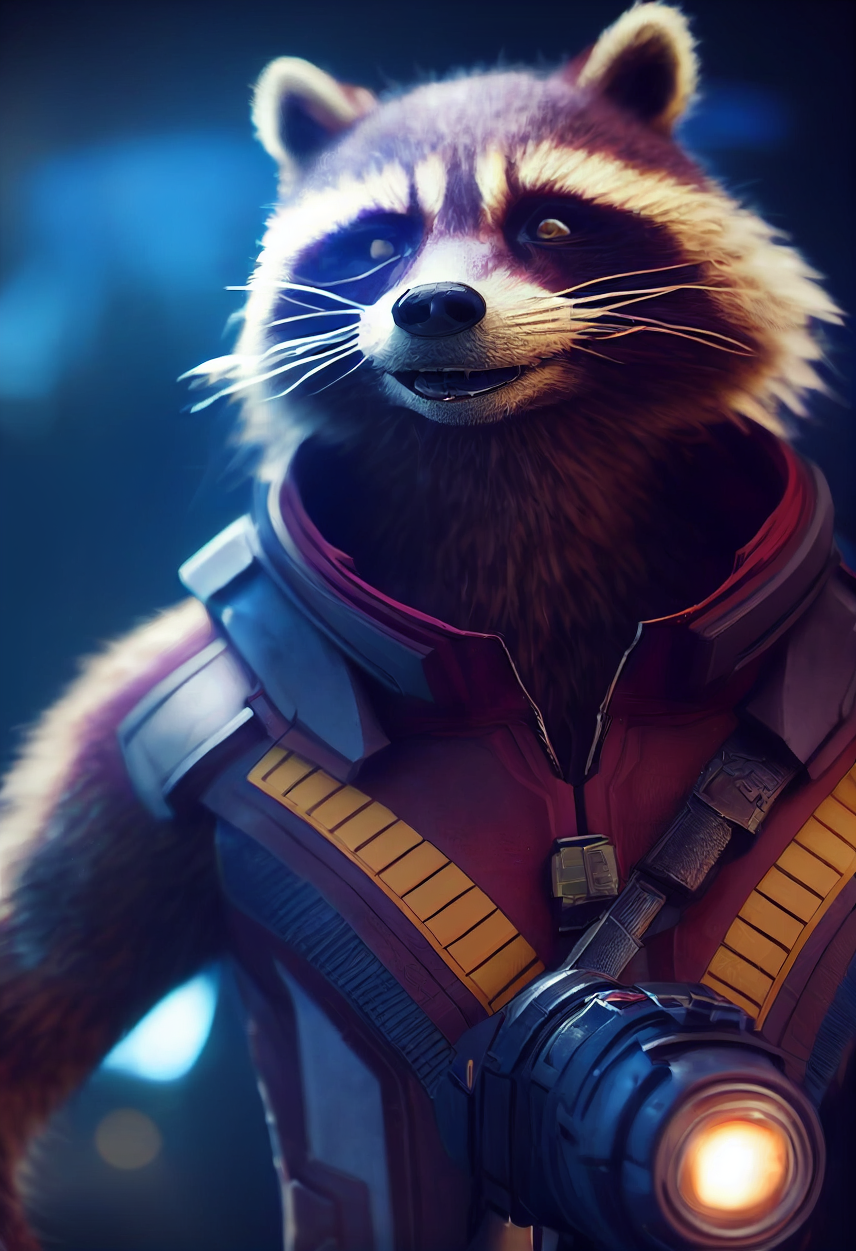 Raccoon Rocket - My, Нейронные сети, Art, Midjourney, Digital drawing, Guardians of the Galaxy, Longpost