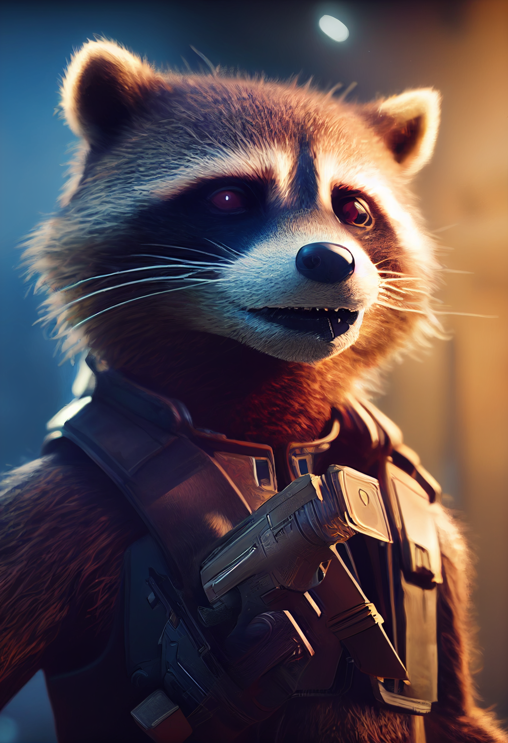 Raccoon Rocket - My, Нейронные сети, Art, Midjourney, Digital drawing, Guardians of the Galaxy, Longpost