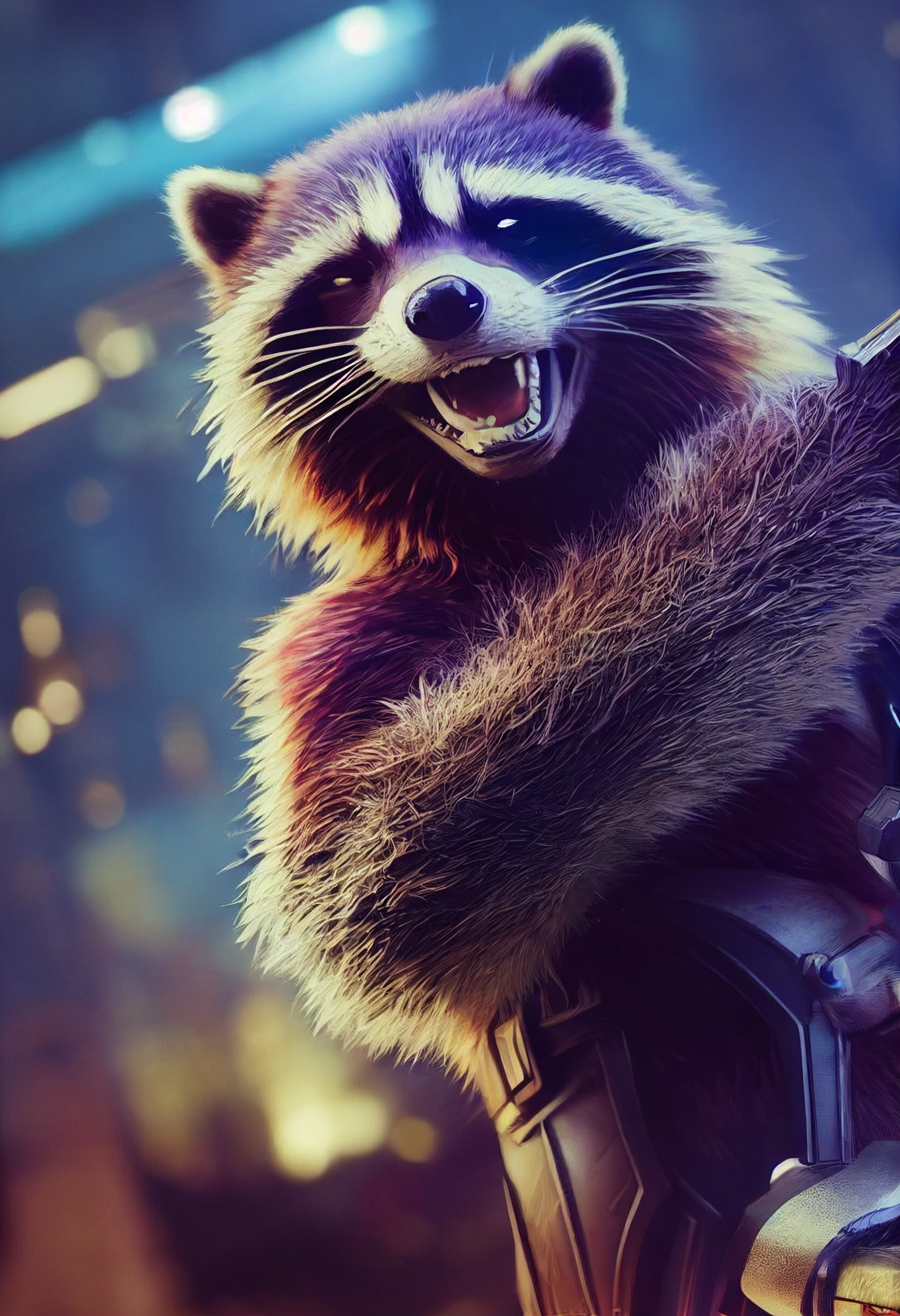 Raccoon Rocket - My, Нейронные сети, Art, Midjourney, Digital drawing, Guardians of the Galaxy, Longpost