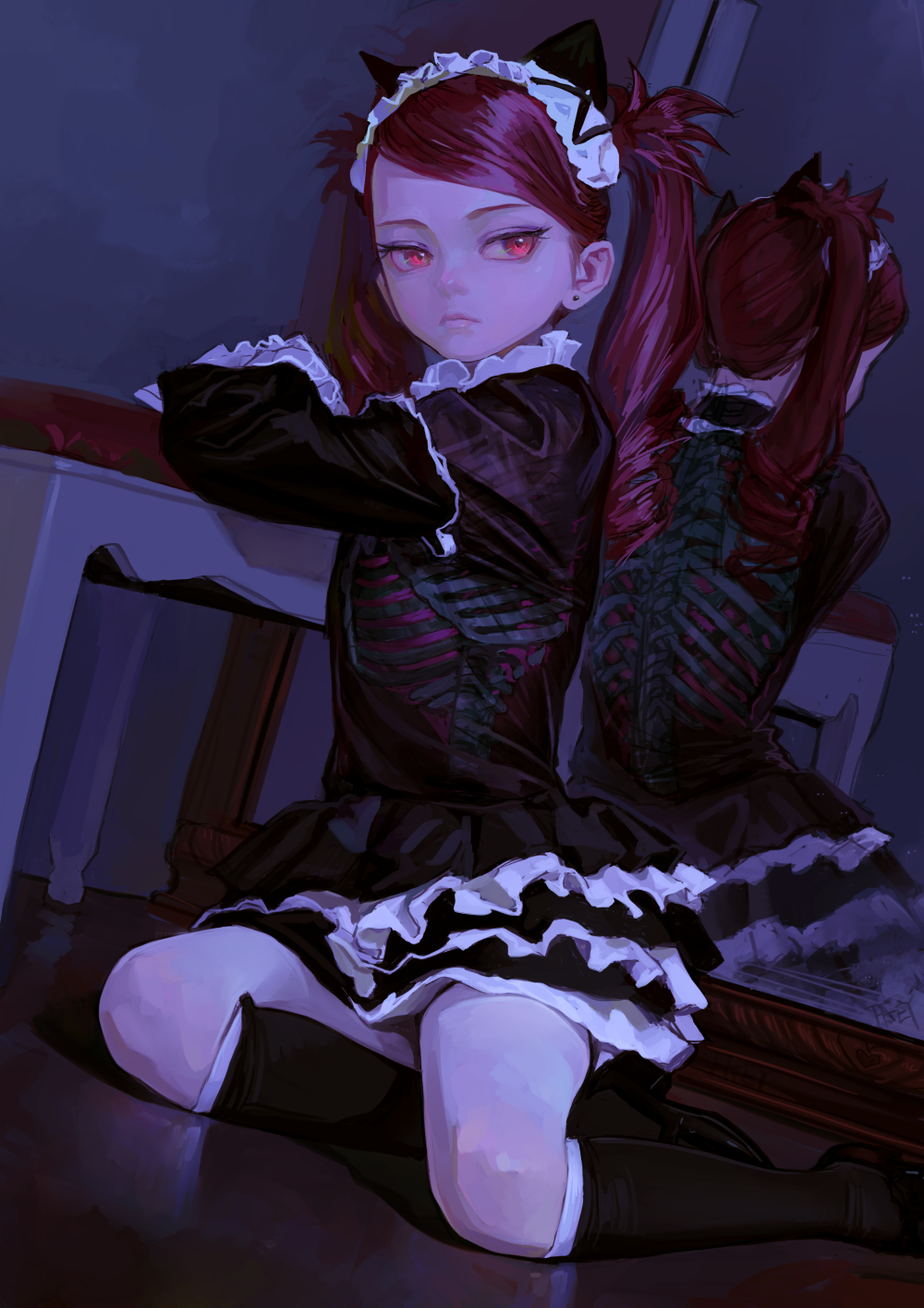 gothic lolita - FKEY, Art, Anime, Anime art, Original character, Loli, Animal ears