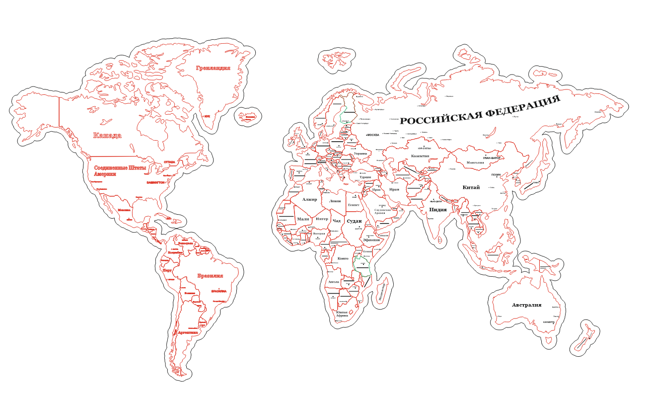 Векторная карта мира. Макет для лазерной резки (ЧПУ) и гравировки | Пикабу