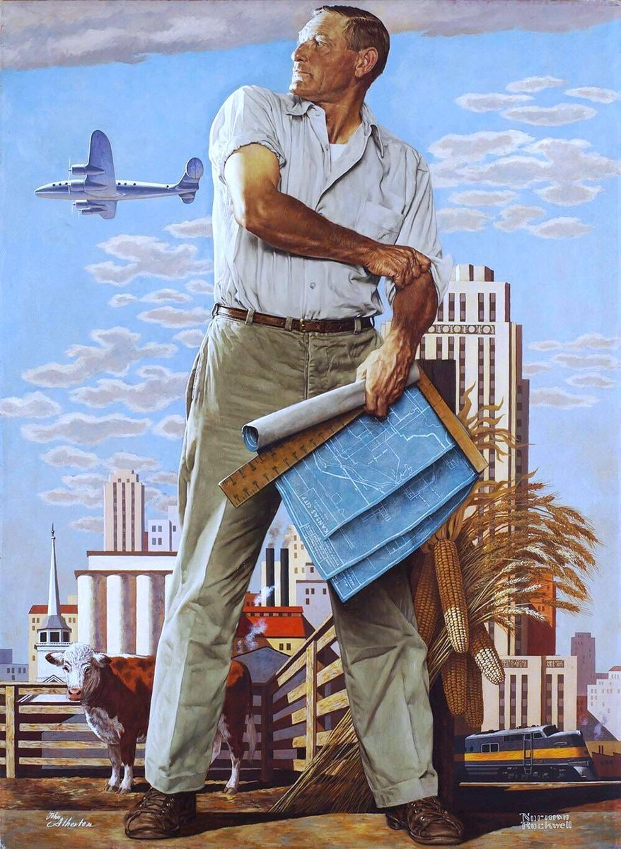 The Kansas City Spirit by Norman Rockwell, 1951 - USA, Norman Rockwell, Painting, Old school