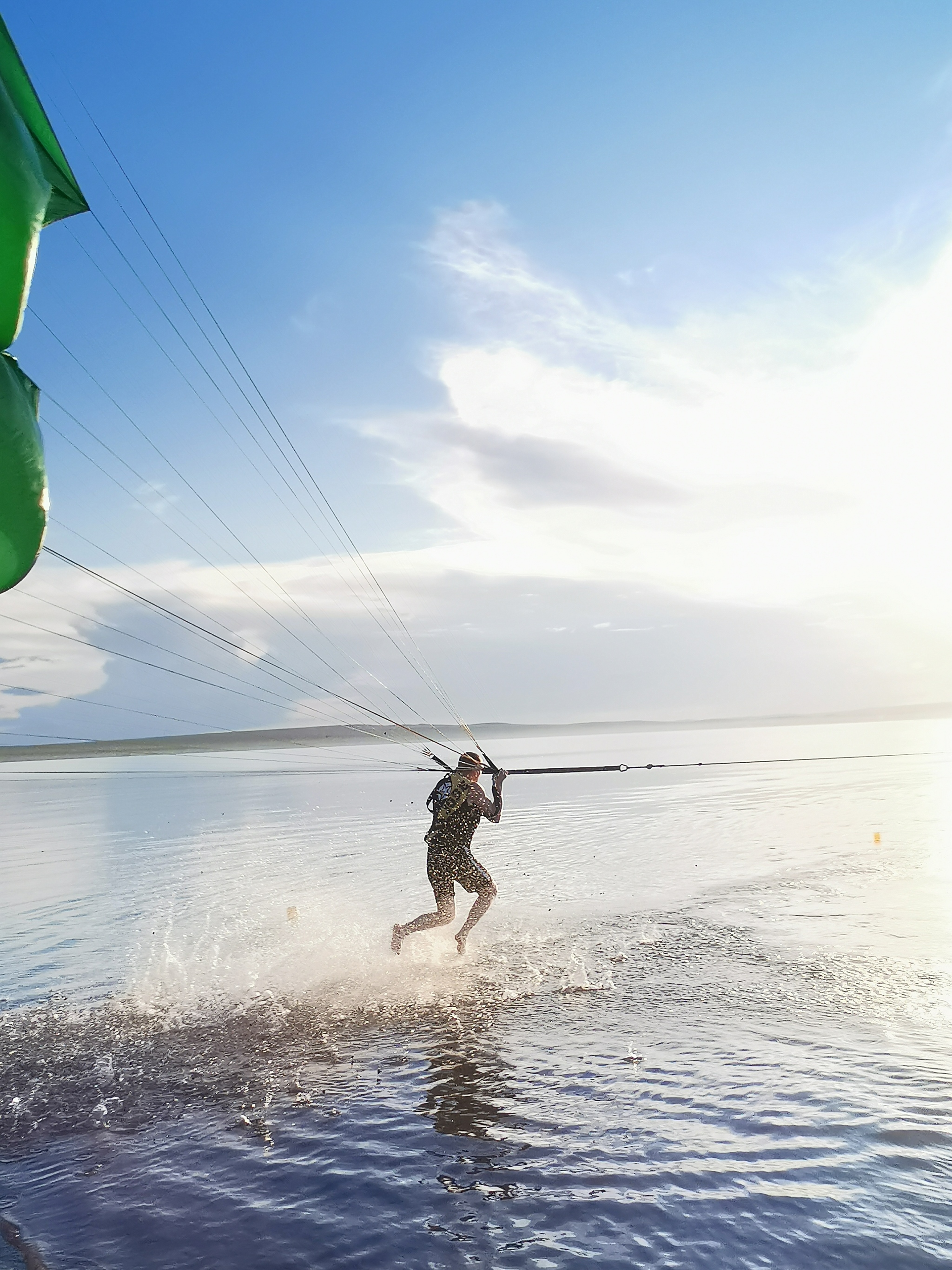 Flying with a parachute on a jet ski - My, Extreme, Parachute, Flight, The photo, Landscape, Lake, Happiness, beauty, Sky, Longpost