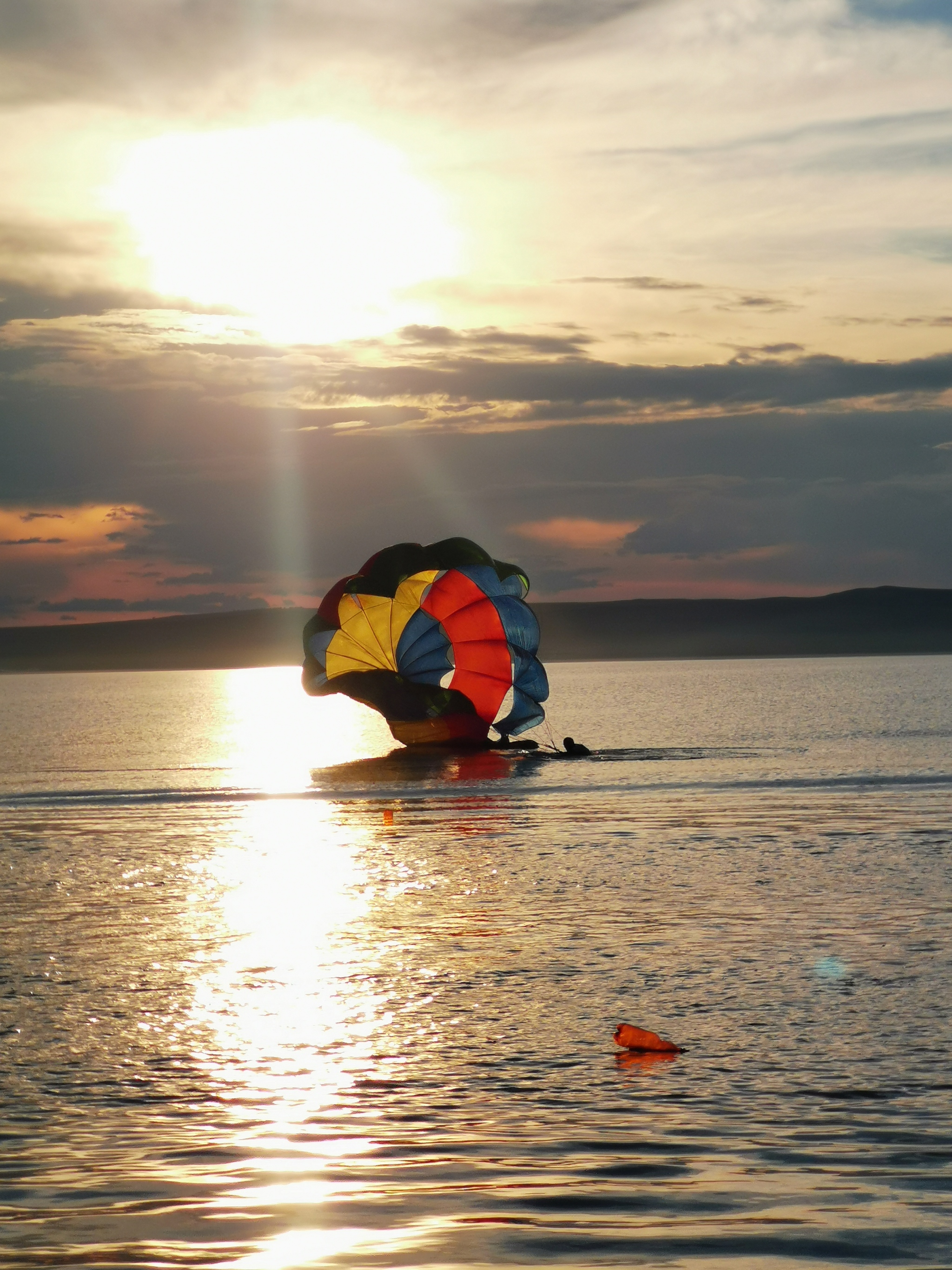 Flying with a parachute on a jet ski - My, Extreme, Parachute, Flight, The photo, Landscape, Lake, Happiness, beauty, Sky, Longpost