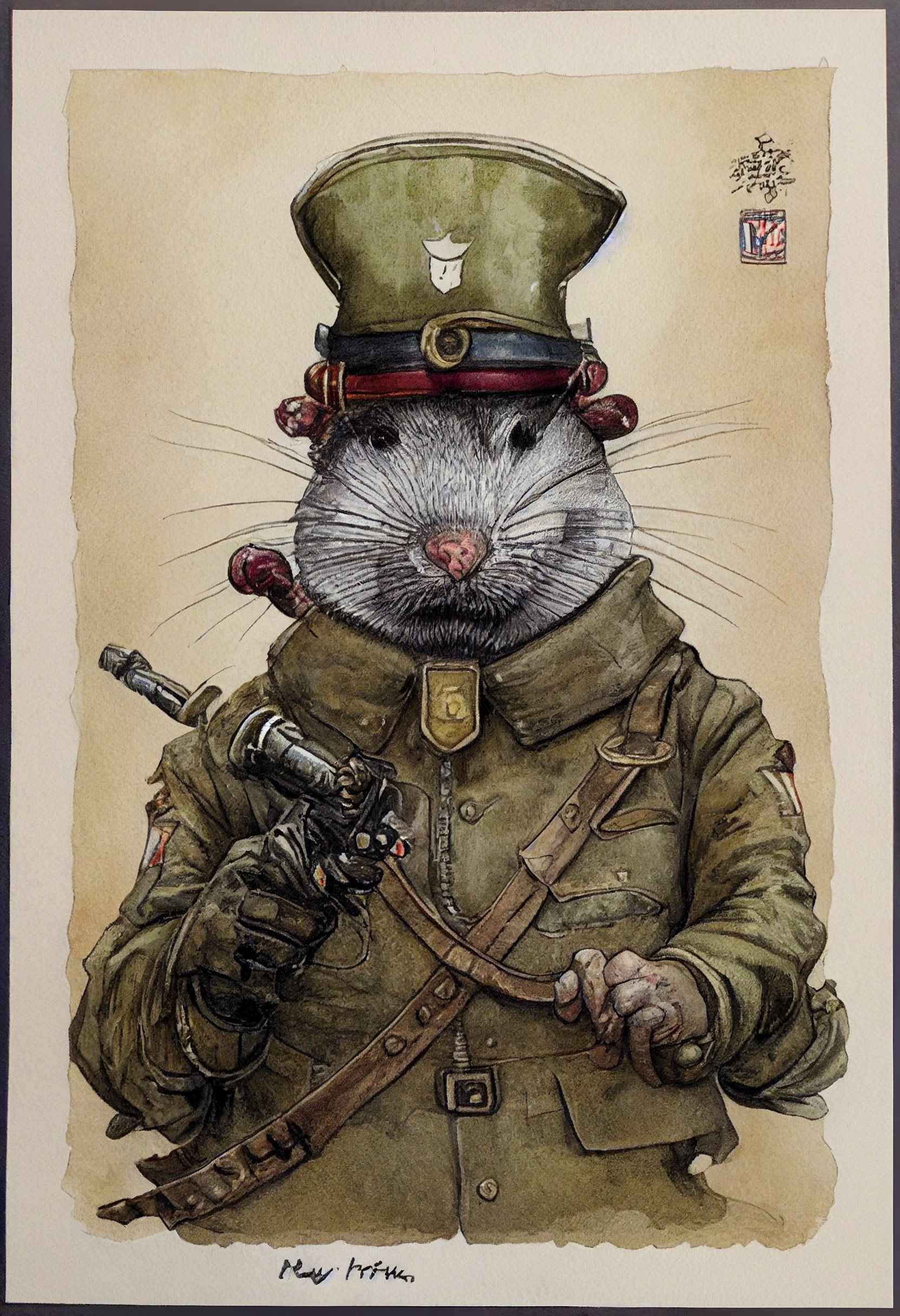 The secret life of animals in World War I - Нейронные сети, Midjourney, Illustrations, Portrait, Animals, Stylization, Longpost