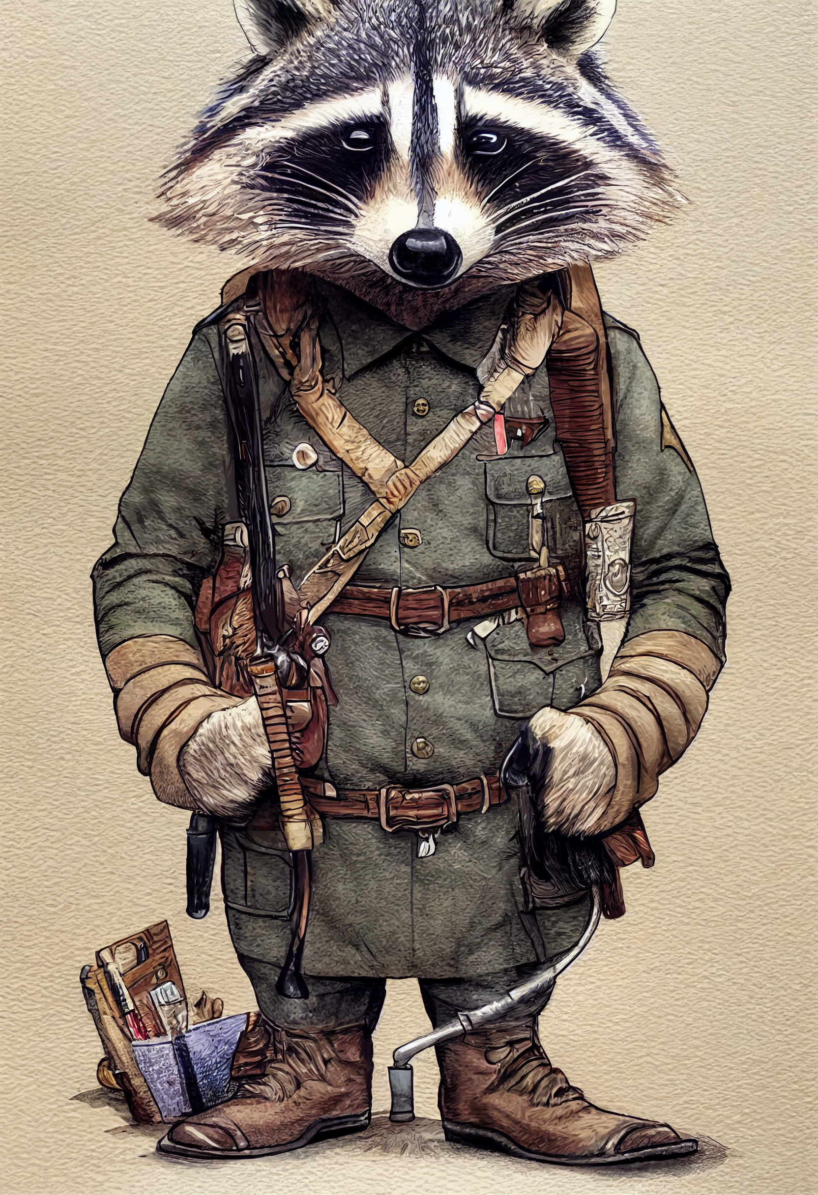 The secret life of animals in World War I - Нейронные сети, Midjourney, Illustrations, Portrait, Animals, Stylization, Longpost