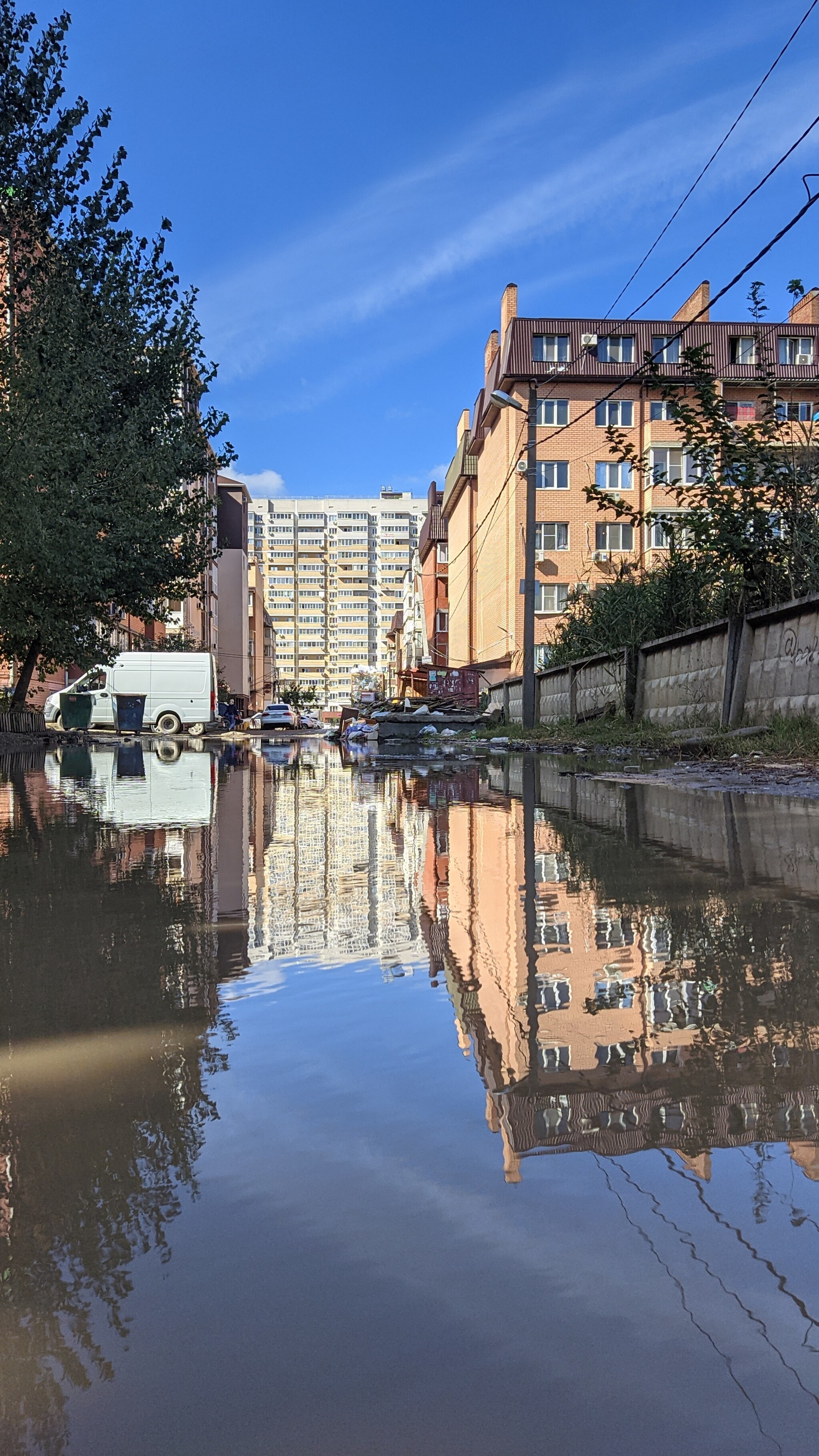 Monument to the unbuilt storm water... - My, Краснодарский Край, Krasnodar, Puddle, Through the looking glass, Longpost