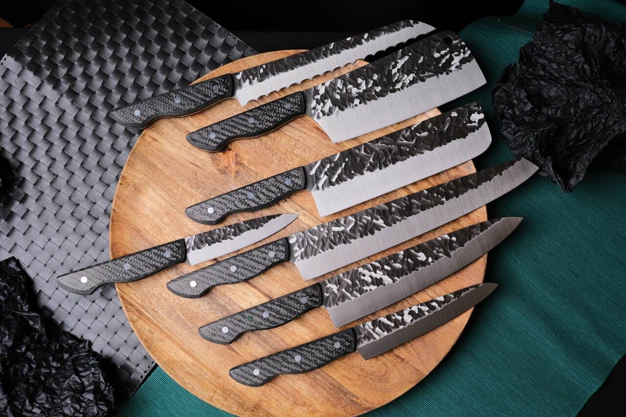 Kitchen set with carbon fiber - My, Handmade, Needlework without process, Knife, Beautiful