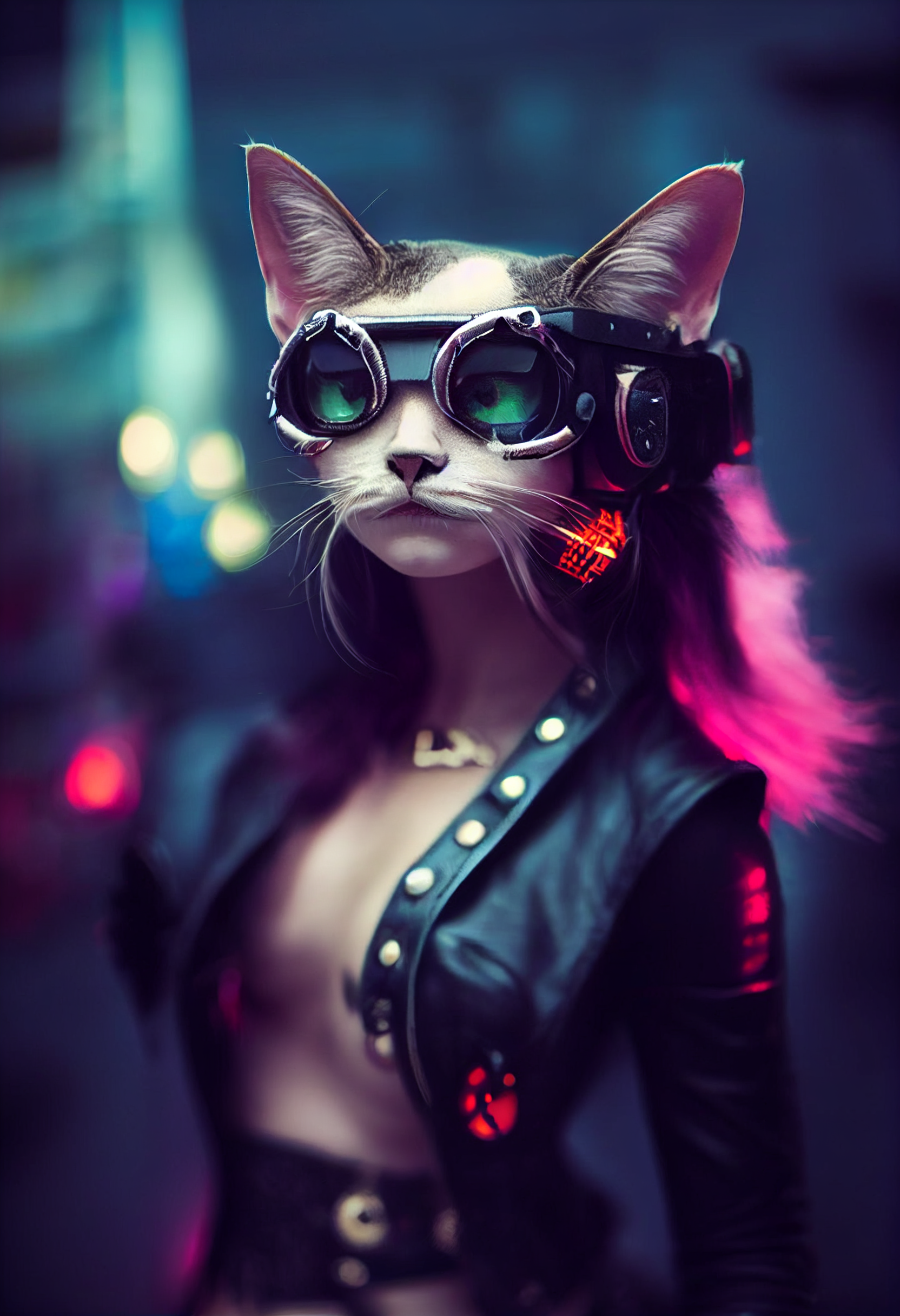 Khajiit 2077 - Нейронные сети, Midjourney, Illustrations, Cyberpunk, cat, Longpost