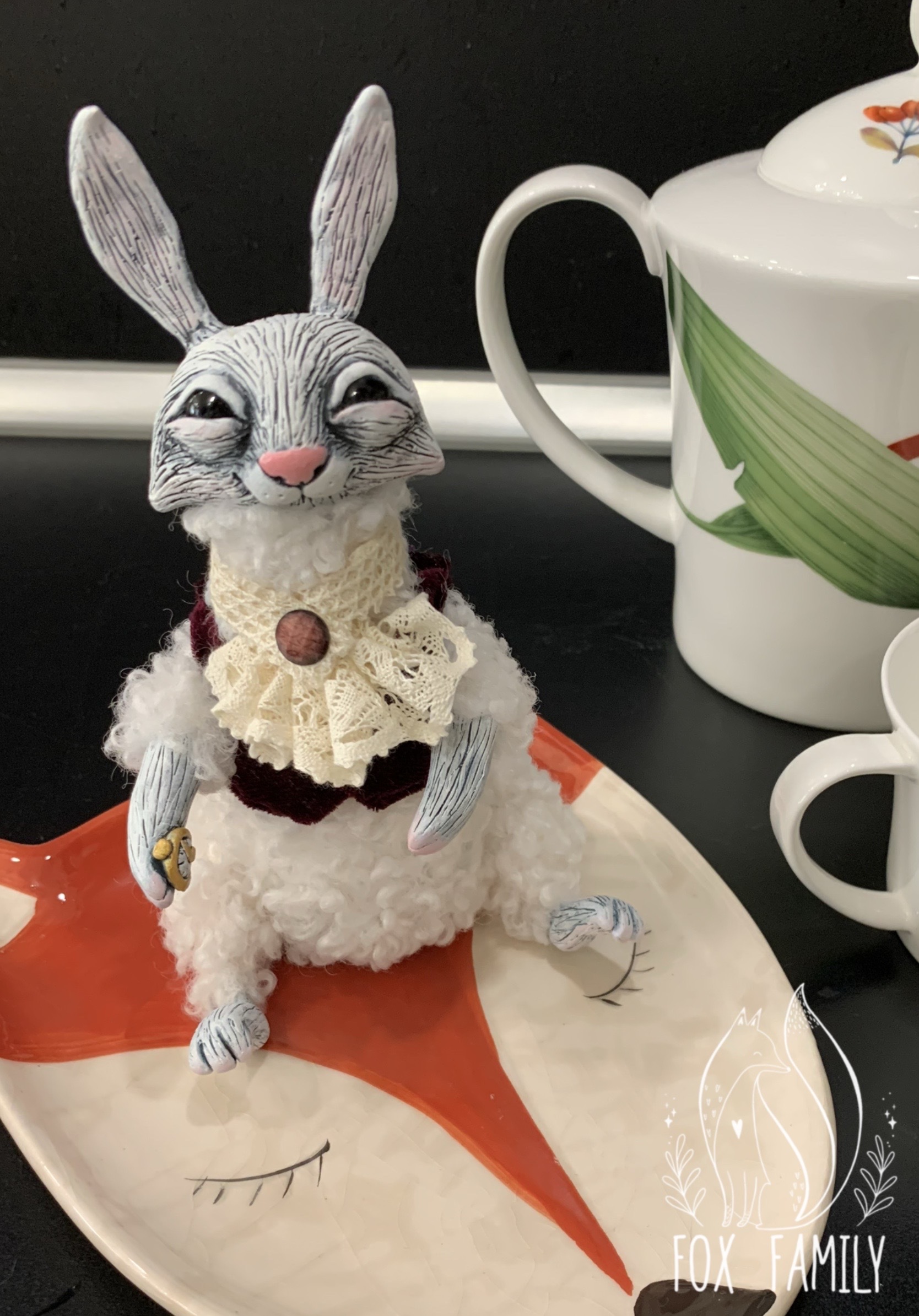 Rabbit from Alice - My, Polymer clay, Лепка, Author's toy, Needlework, Mad Tea Party, White Rabbit, Longpost