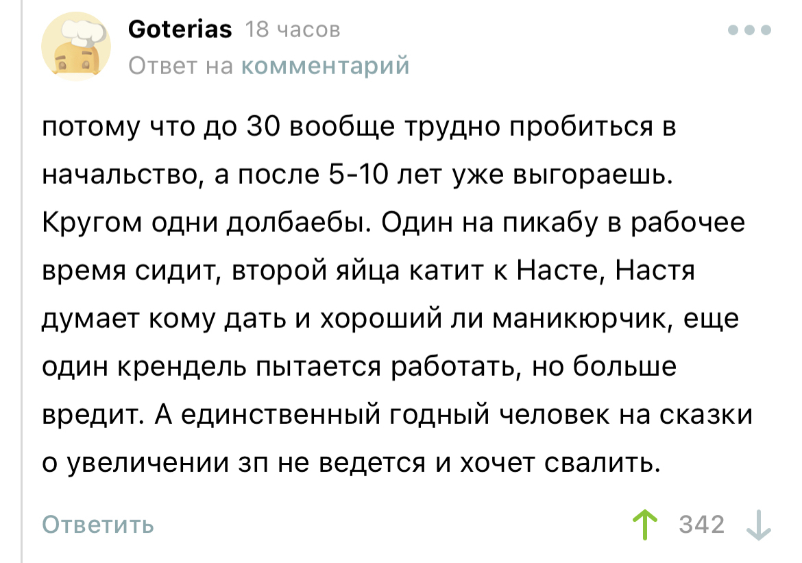 Хорошо сказано - Комментарии, Работа, Начальство, Комментарии на Пикабу, Мат