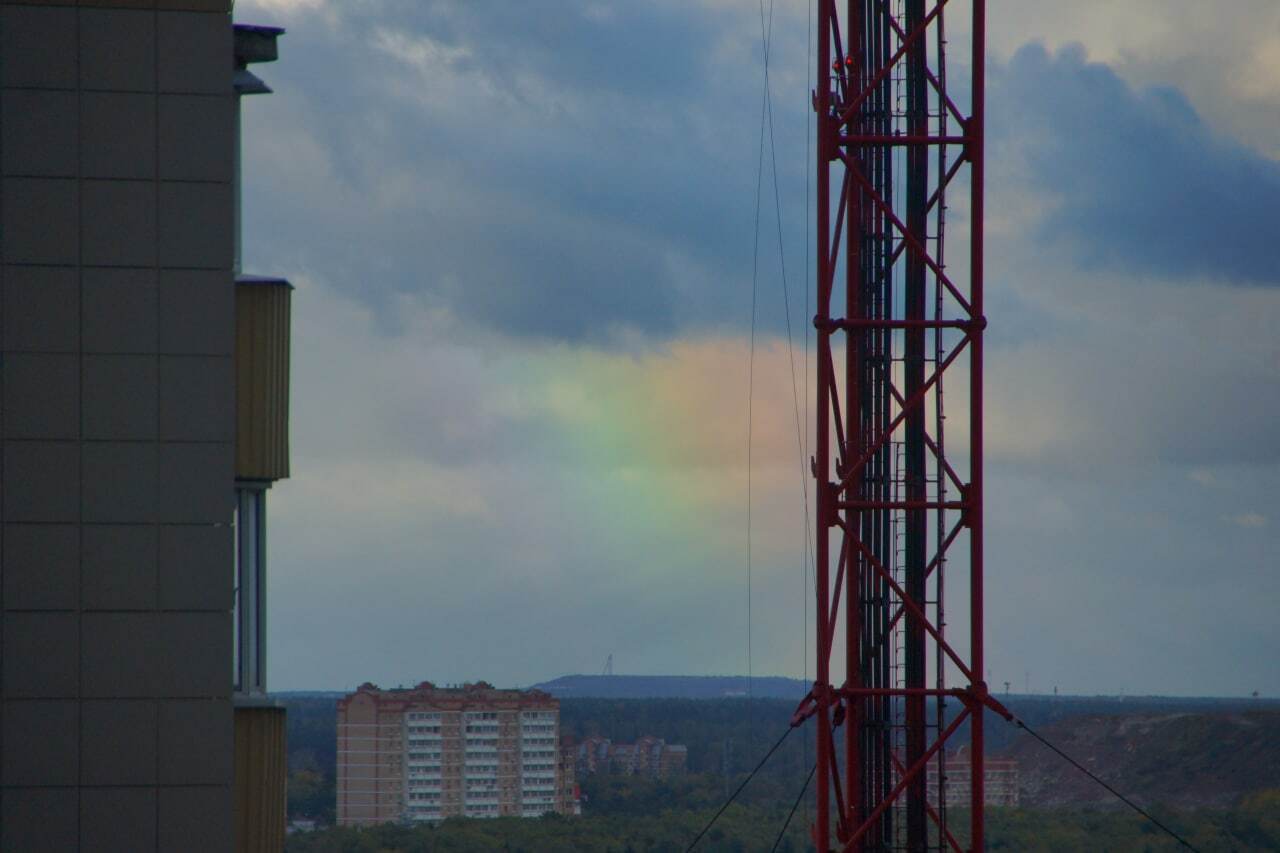 Rainbow - My, Rainbow, Weather, The photo, Radio tower