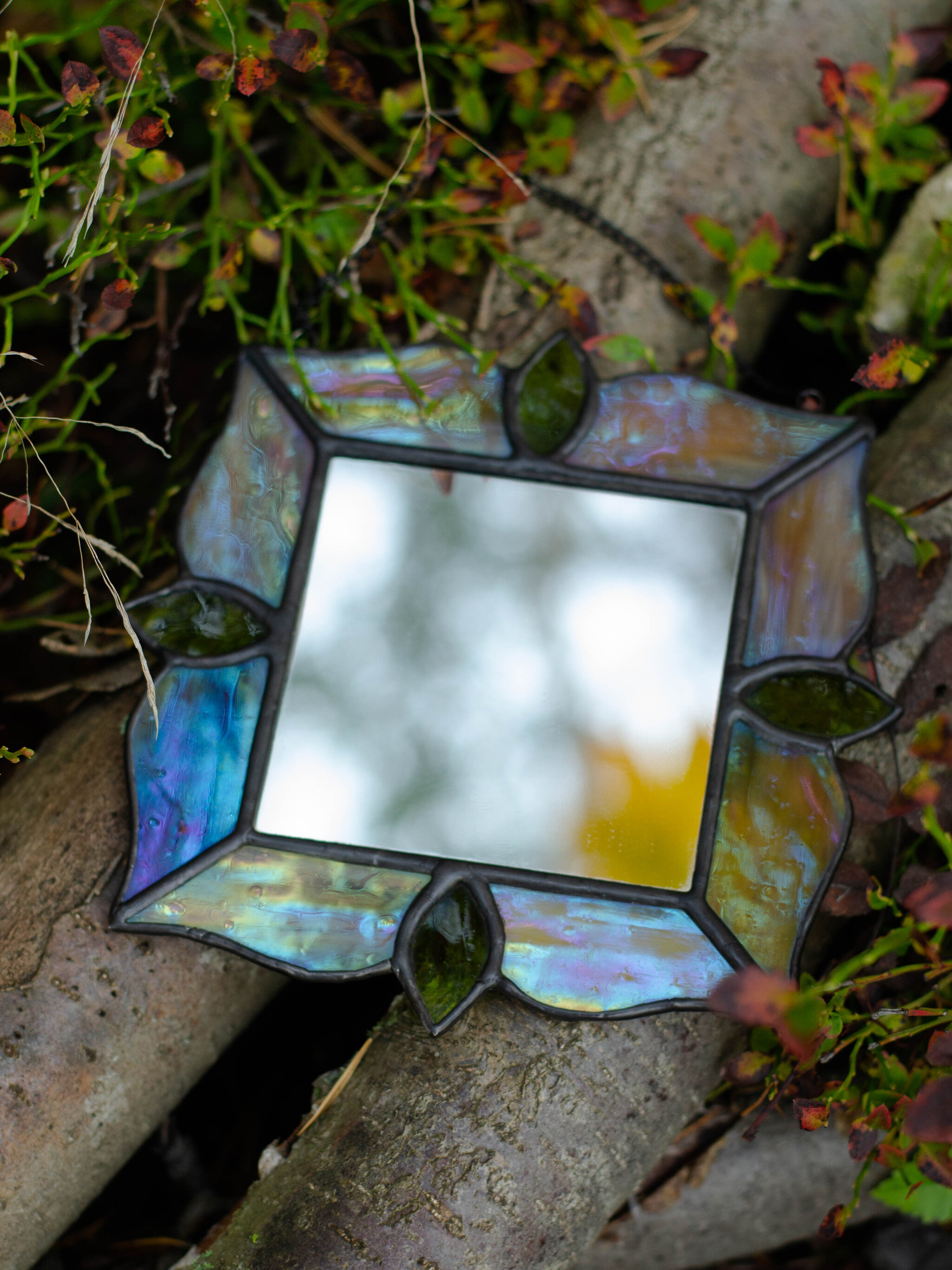 Mirrors in the autumn forest - My, Stained glass window by Tiffany, Handmade, Decor, Mirror, Longpost