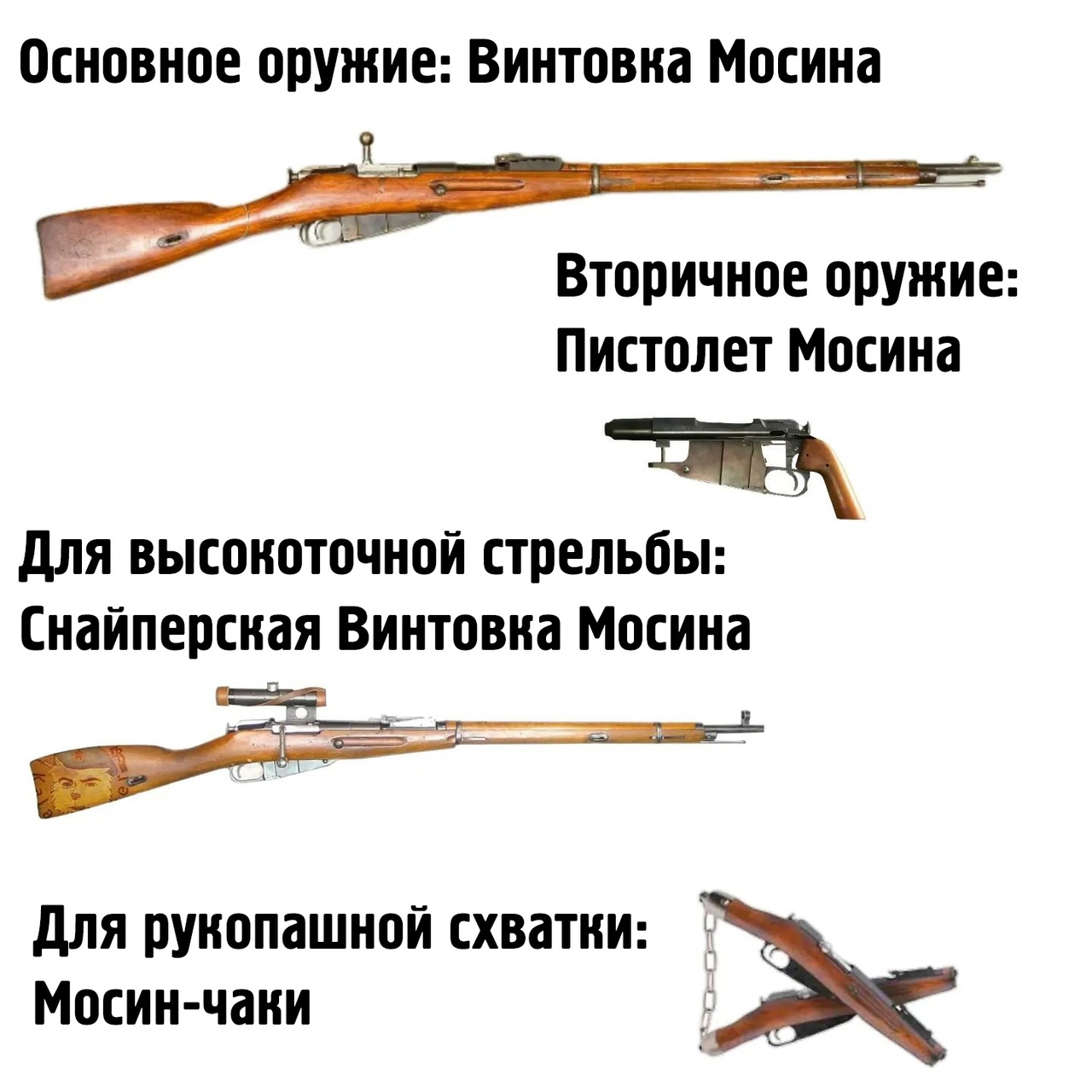 Мосин на все случаи - Оружие, Юмор, Картинка с текстом, Винтовка Мосина, Пистолеты