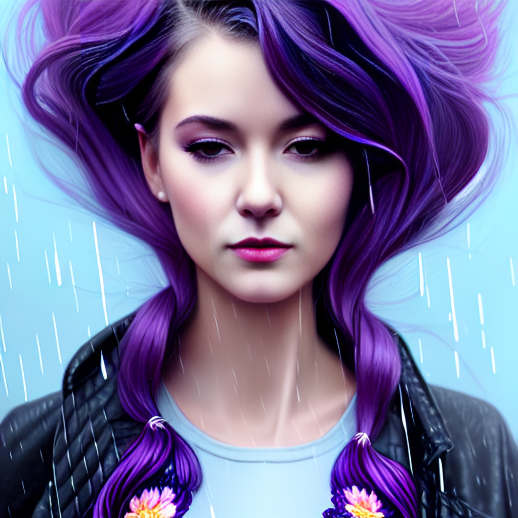 Blue and Purple - My, Images, Нейронные сети, Digital, Asian, Cmyk, Longpost, Boobs