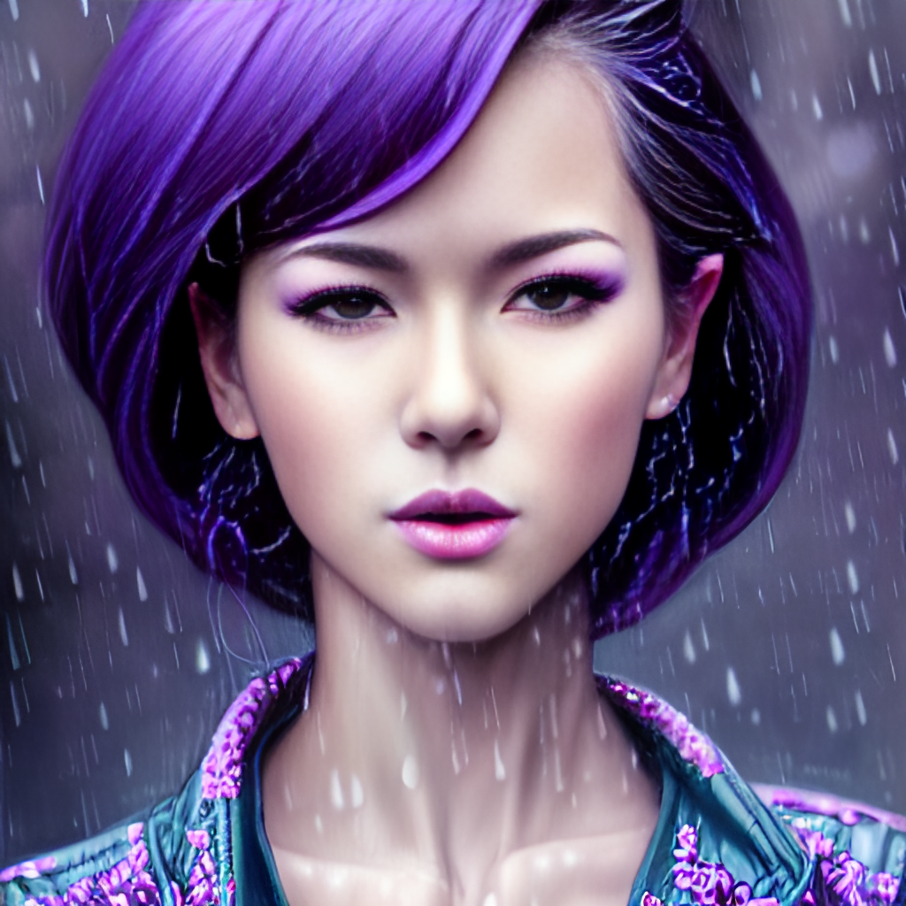 Blue and Purple - My, Images, Нейронные сети, Digital, Asian, Cmyk, Longpost, Boobs