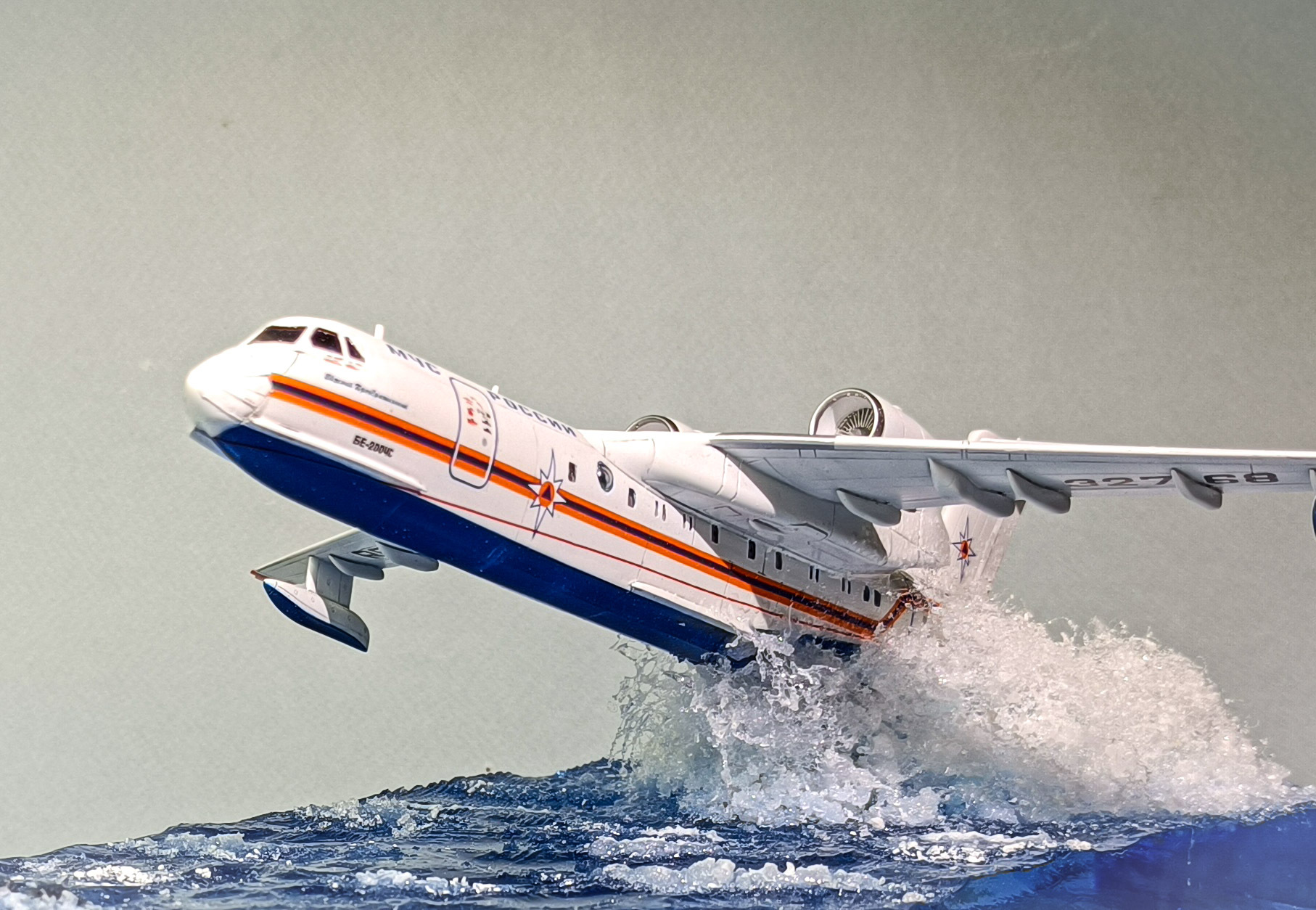 Beriev-200ChS - My, Aviation, Stand modeling, Collecting, Airplane, Presents, Greece, Ministry of Emergency Situations, Pilot, Epoxy resin, Longpost, Needlework without process